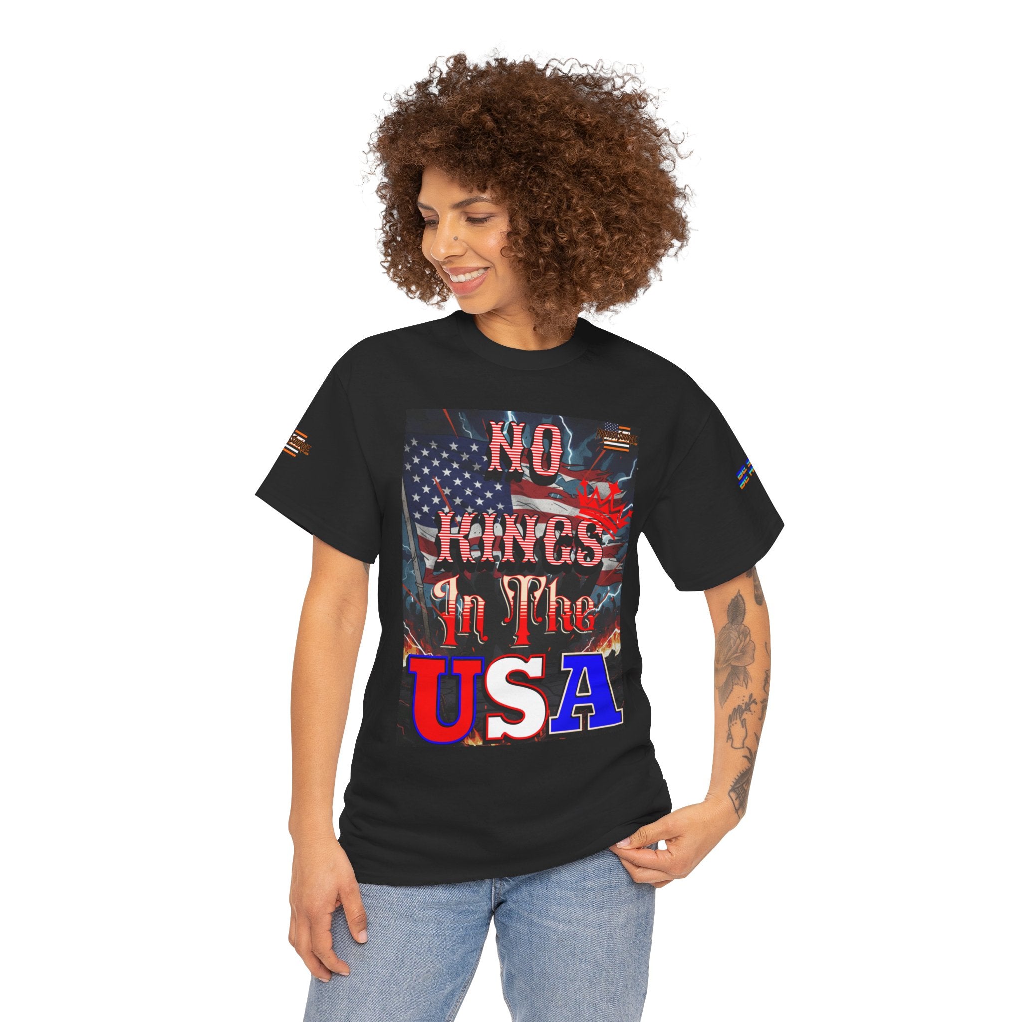 No Kings in the USA Unisex Heavy Cotton Gildan Tee, Casual Wear, Gift for Activists, Comfortable Protest Wear