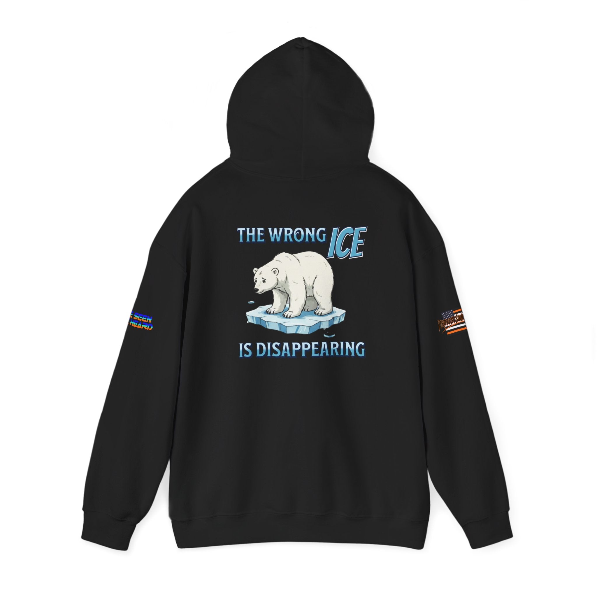 The Wrong ICE is Disappearing Unisex Heavy Blend Gildan Hoodie Sweatshirt, Casual Wear, Gift for Activists, Comfortable Protest Wear