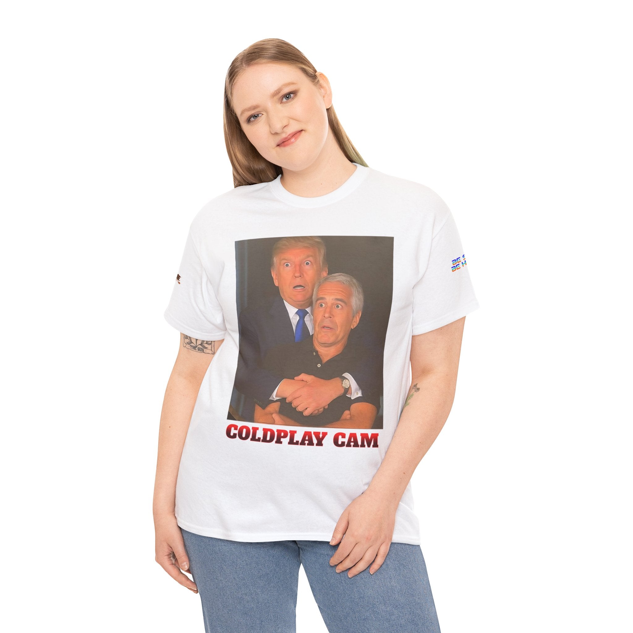 Trump Epstein Coldplay Cam Unisex Heavy Cotton Gildan Tee, Casual Wear, Gift for Activists, Comfortable Protest Wear