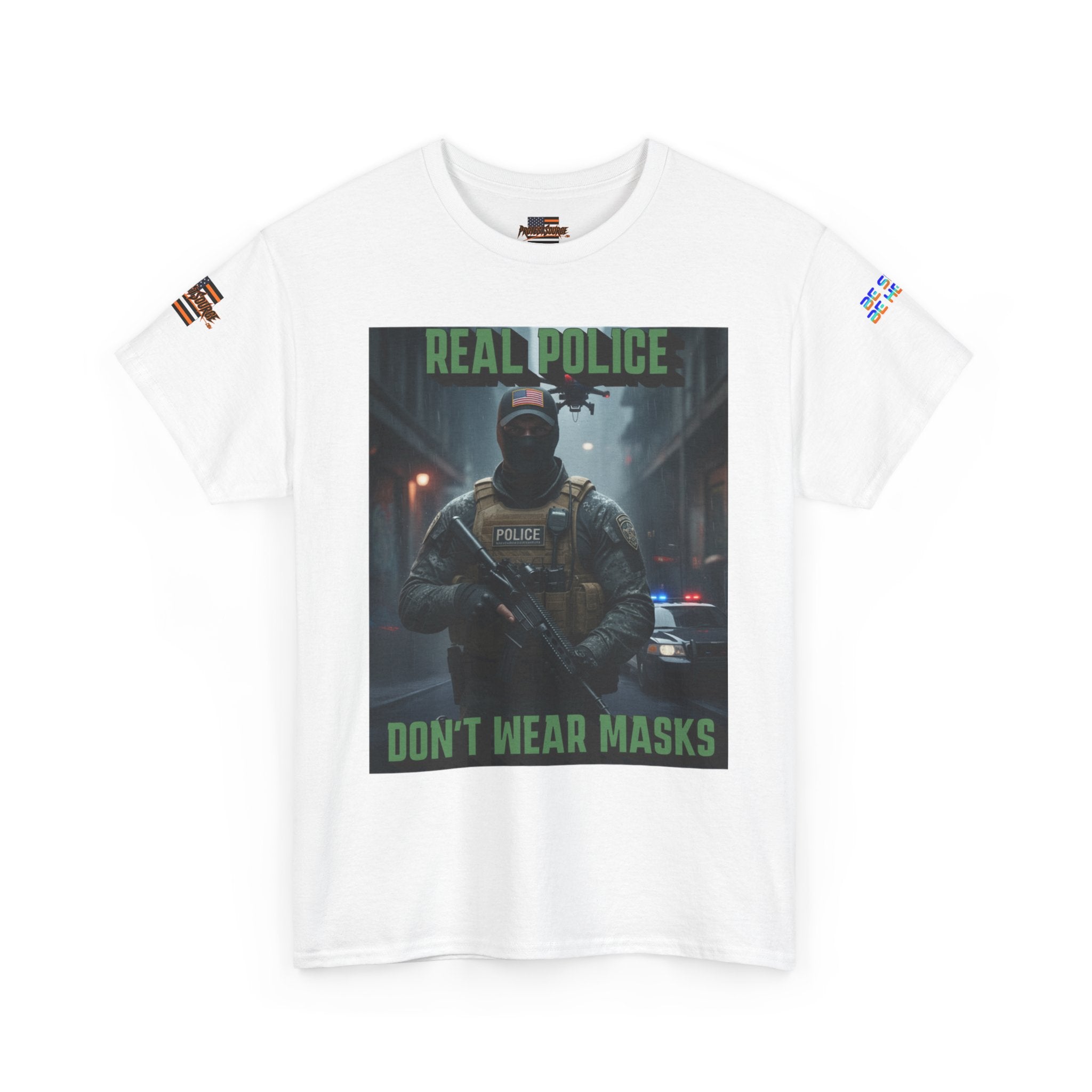 Real Police Don't Wear Masks Unisex Heavy Cotton Gildan Tee, Casual Wear, Gift for Activists, Comfortable Protest Wear