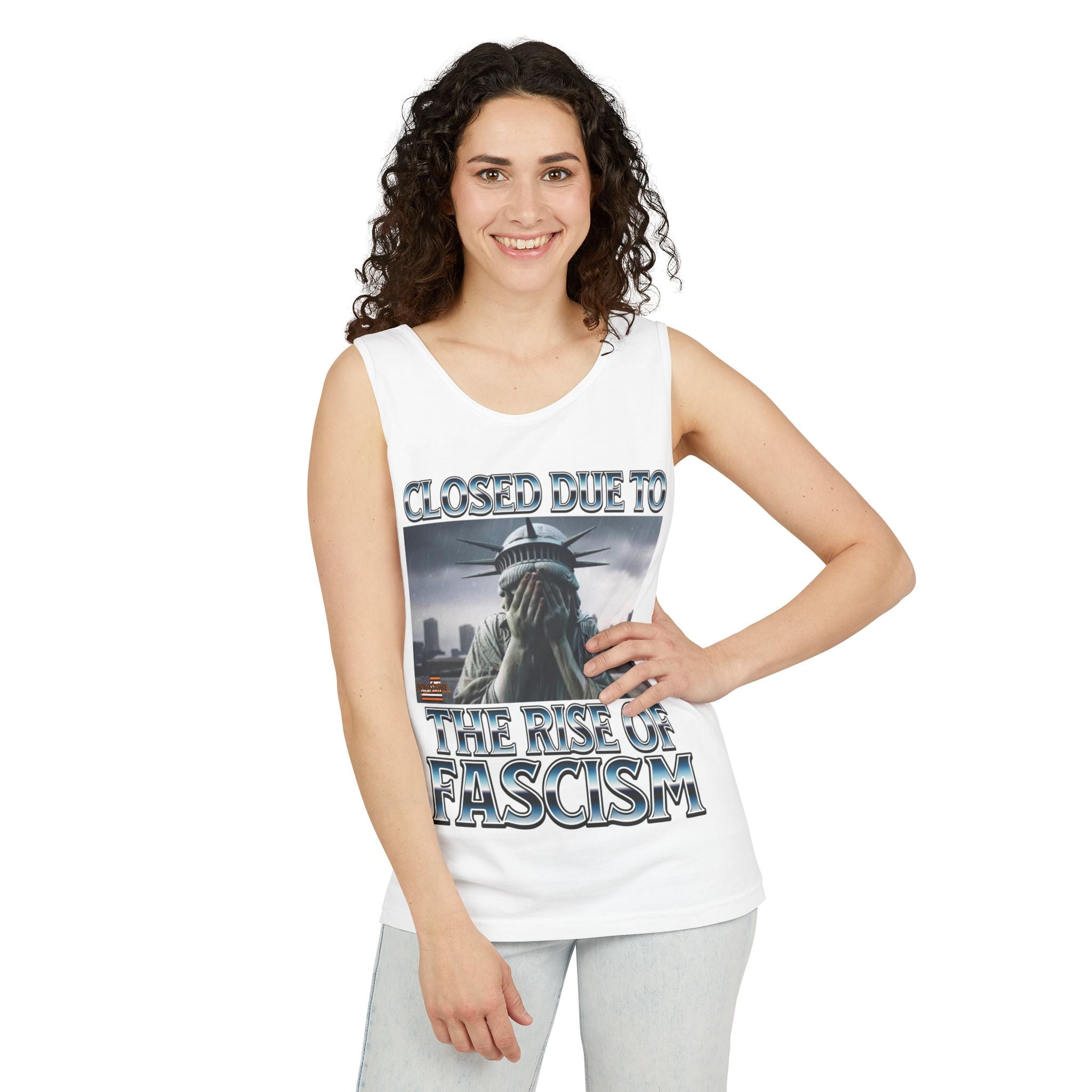 Closed Due to the Rise of Fascism Unisex Cotton Tank Top