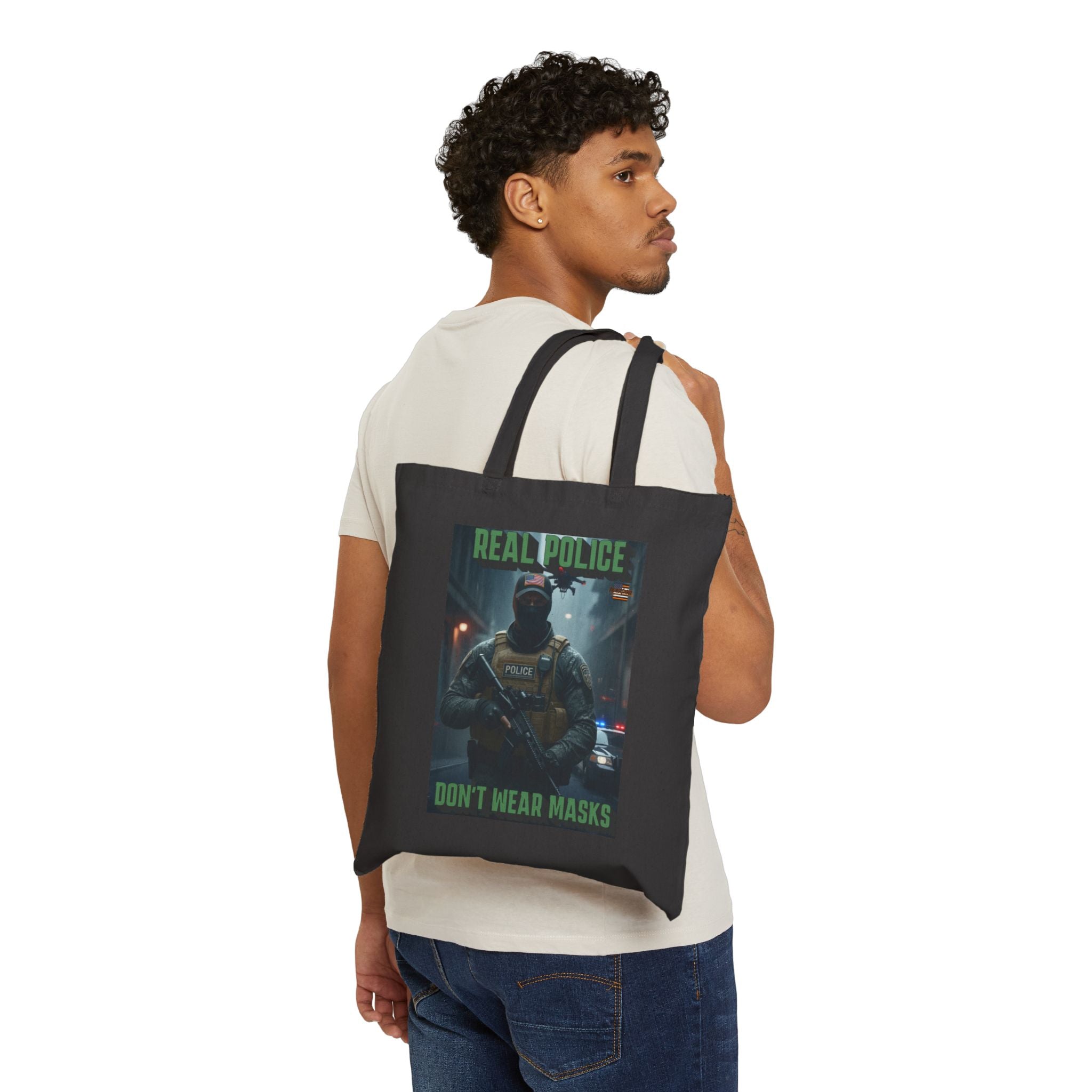 Real Police Don't Wear Masks Cotton Canvas Tote Bag