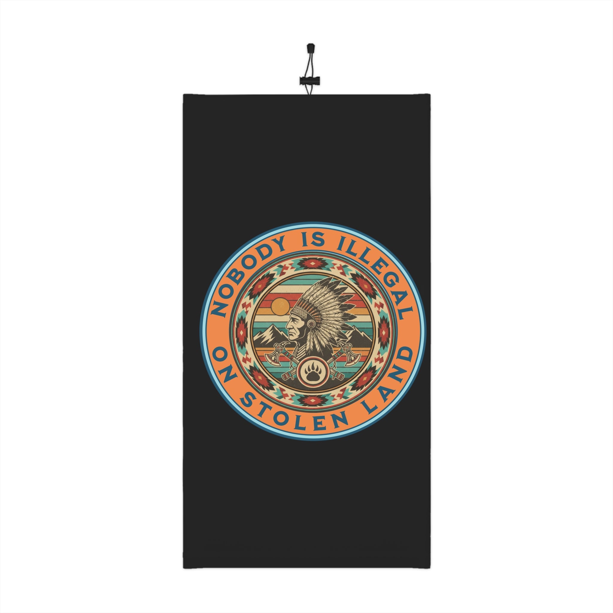 Nobody is Illegal on Stolen Land Winter Neck Gaiter with Drawstring, Protest Gear, Winter Accessories, Outdoor Wear, Gift for Activists, Cozy Neckwarmer