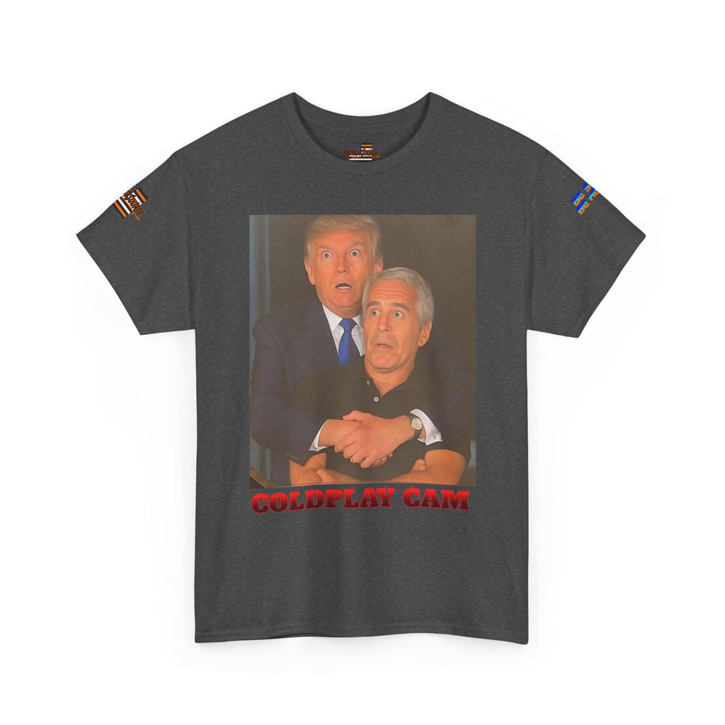 Trump Epstein Coldplay Cam Unisex Heavy Cotton Gildan Tee, Casual Wear, Gift for Activists, Comfortable Protest Wear