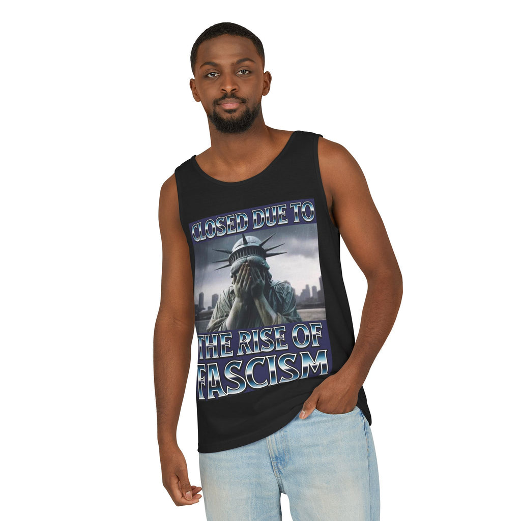 Closed Due to the Rise of Fascism Unisex Cotton Tank Top