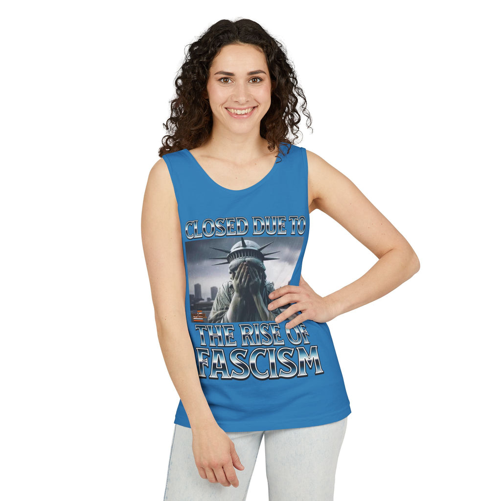 Closed Due to the Rise of Fascism Unisex Cotton Tank Top
