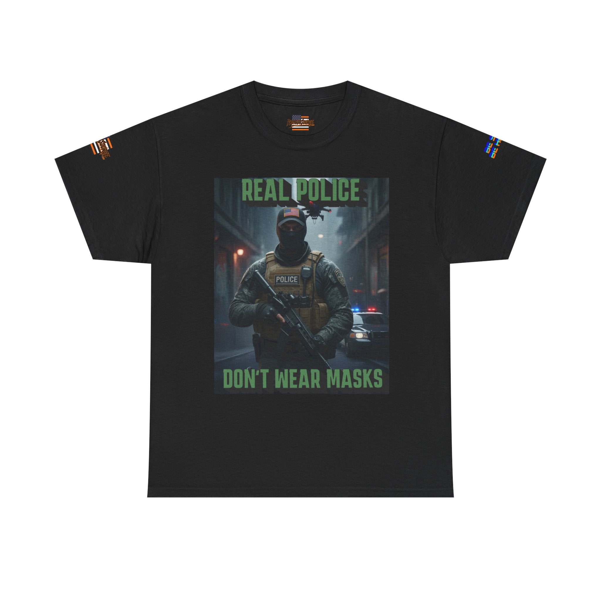 Real Police Don't Wear Masks Unisex Heavy Cotton Gildan Tee, Casual Wear, Gift for Activists, Comfortable Protest Wear
