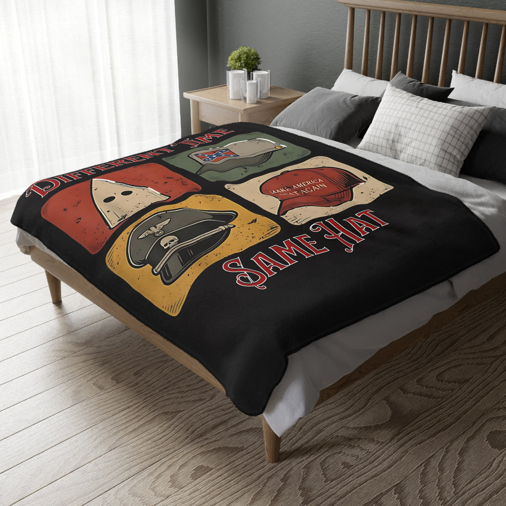 Different Time, Same Hat 60" X 80" Velveteen Microfiber Blanket