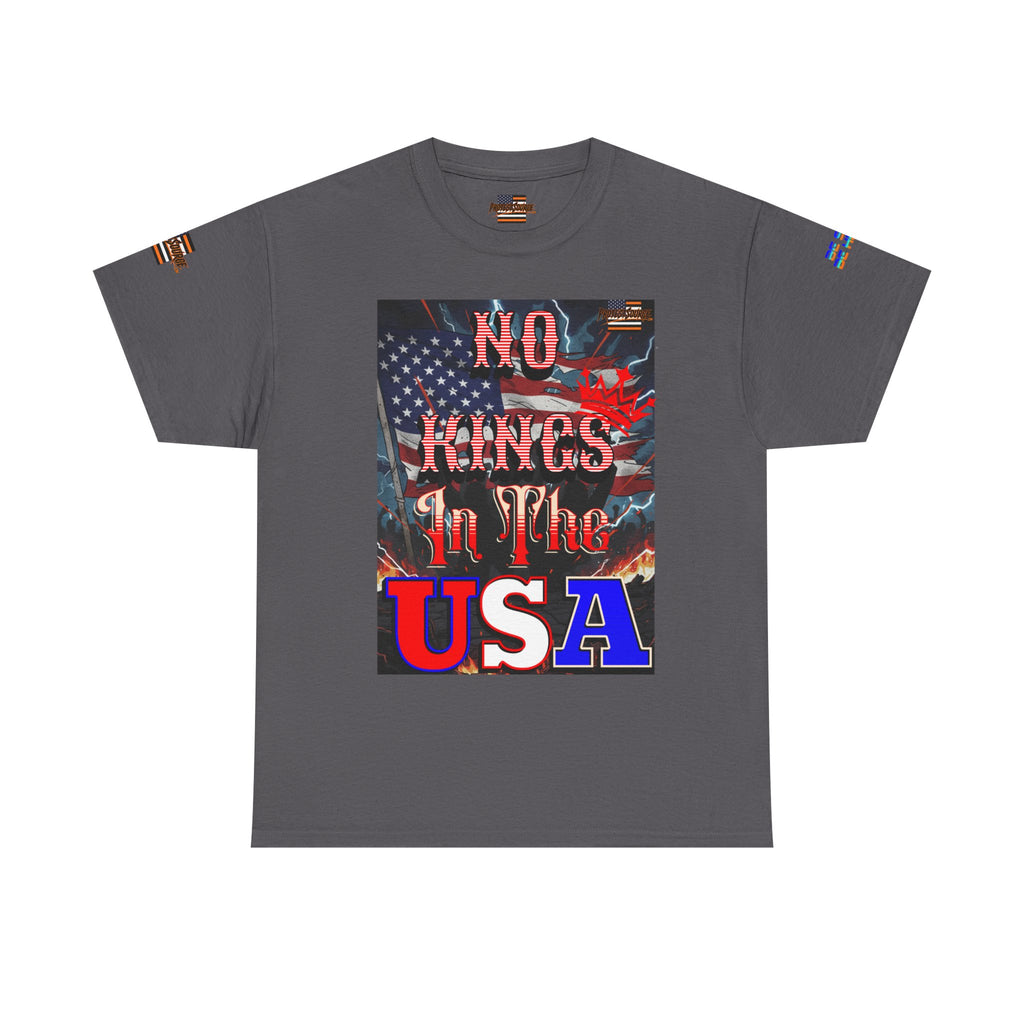 No Kings in the USA Unisex Heavy Cotton Gildan Tee, Casual Wear, Gift for Activists, Comfortable Protest Wear