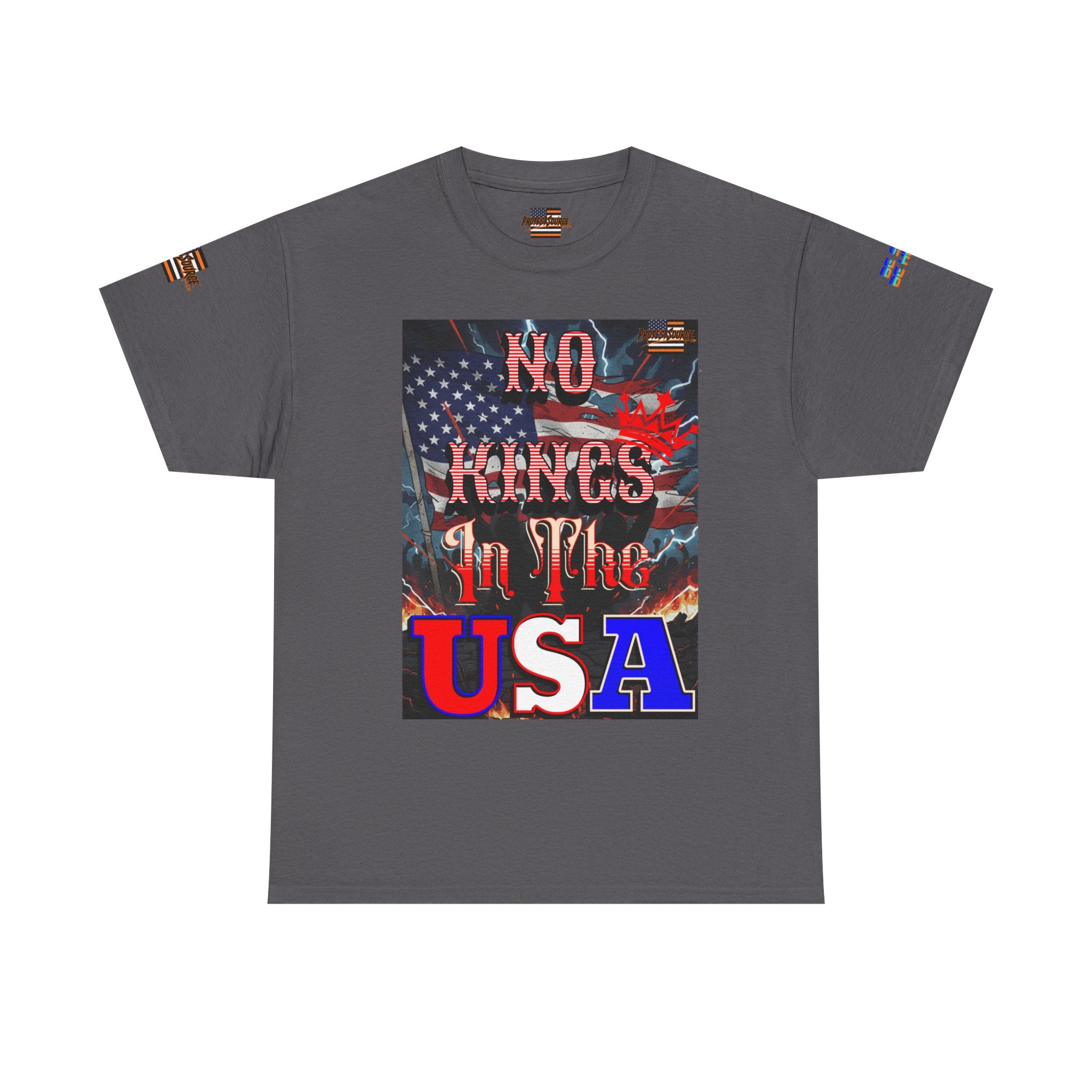 No Kings in the USA Unisex Heavy Cotton Gildan Tee, Casual Wear, Gift for Activists, Comfortable Protest Wear