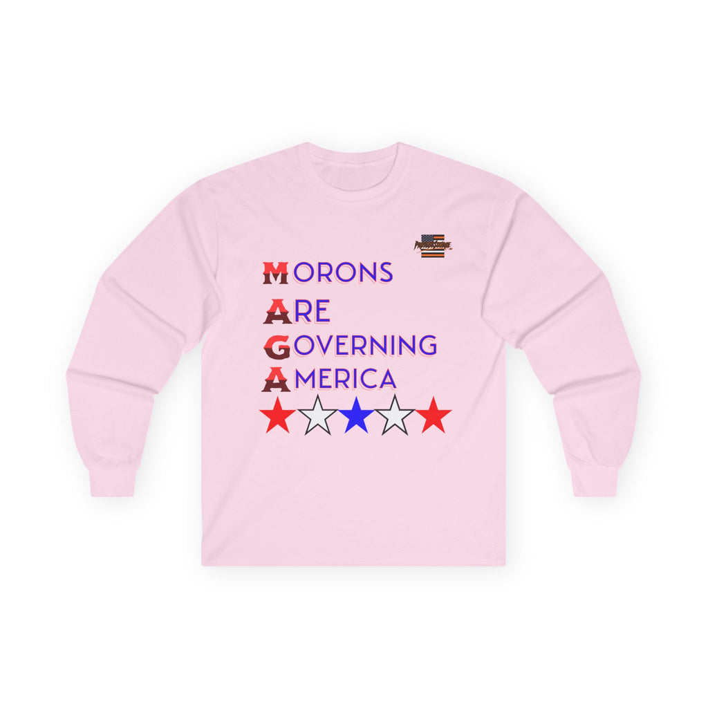 Morons Are Governing America Long Sleeve Cotton Gildan Tee
