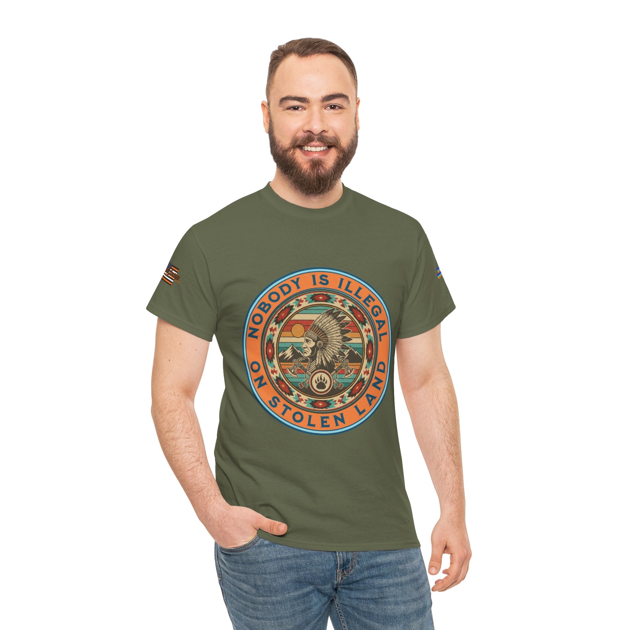 Nobody is Illegal on Stolen Land Unisex Heavy Cotton Gildan Tee, Casual Wear, Gift for Activists, Comfortable Protest Wear