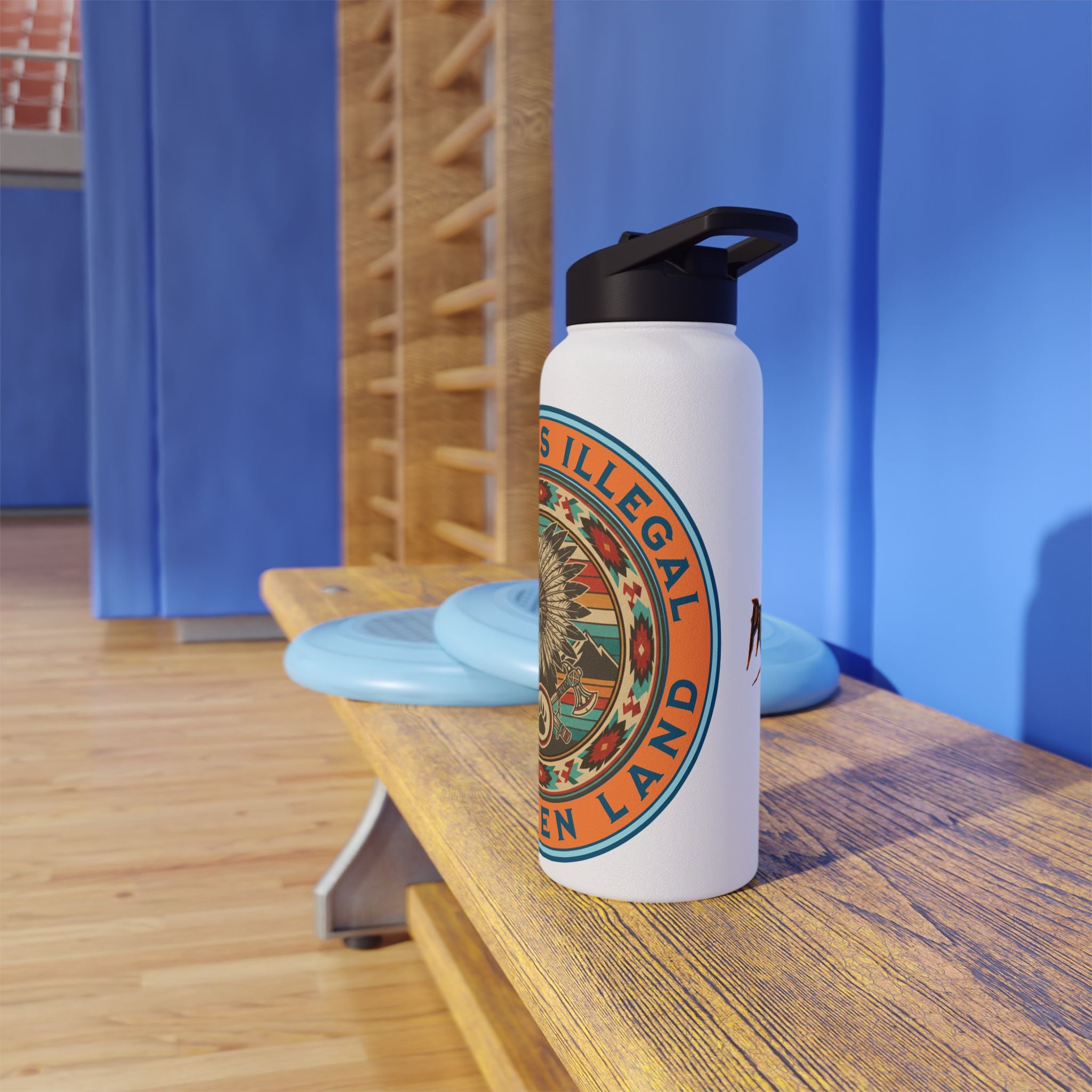 Nobody is Illegal on Stolen Land Insulated  32 oz. Water Bottle, Perfect for Activists, Protests, Commuters, Gifts, and Daily Use