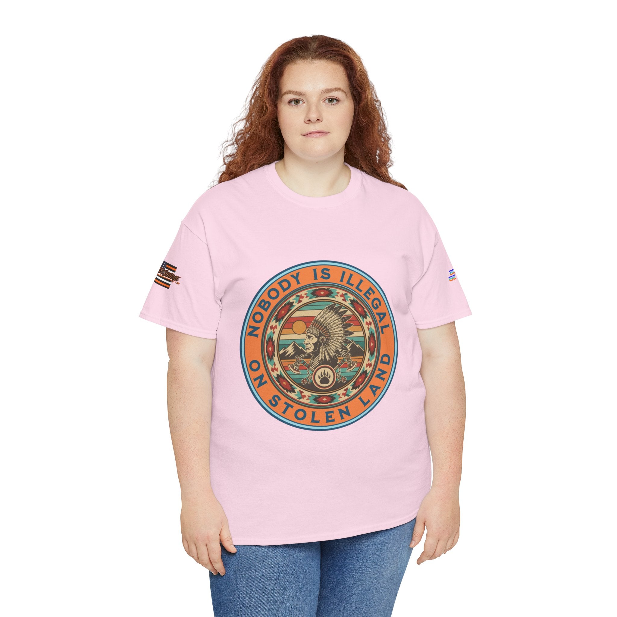 Nobody is Illegal on Stolen Land Unisex Heavy Cotton Gildan Tee, Casual Wear, Gift for Activists, Comfortable Protest Wear