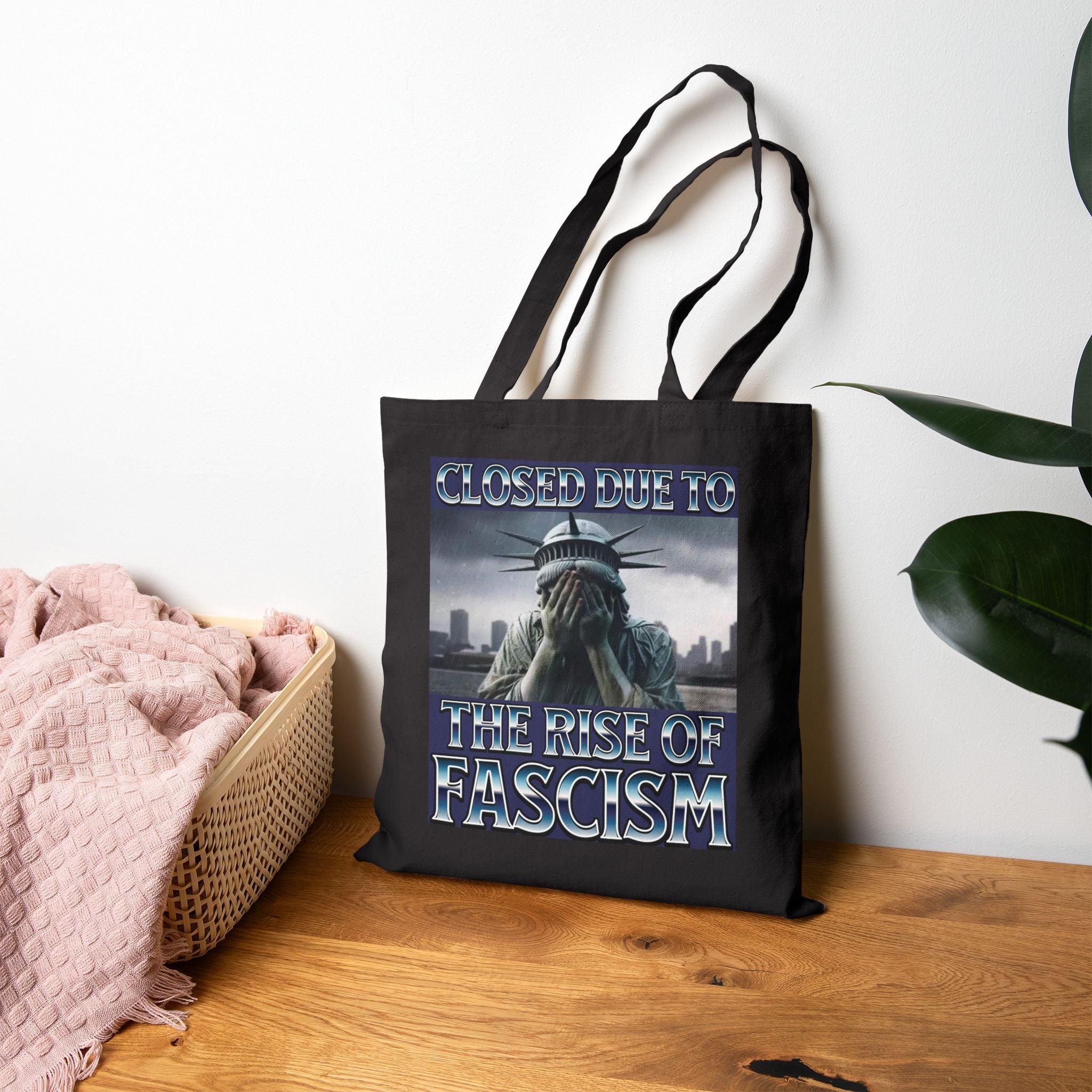 Closed Due to the Rise of Fascism Cotton Canvas Tote Bag