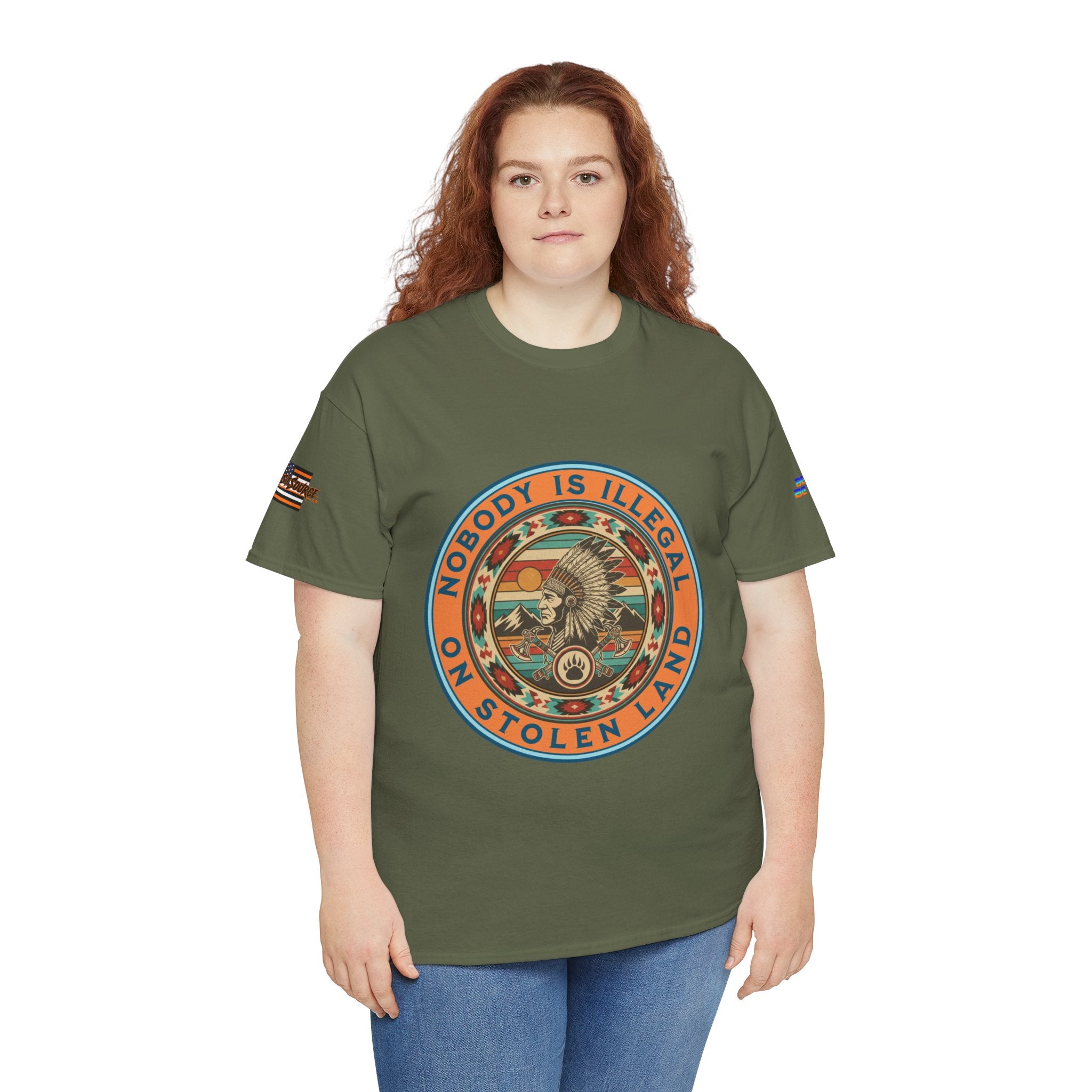 Nobody is Illegal on Stolen Land Unisex Heavy Cotton Gildan Tee, Casual Wear, Gift for Activists, Comfortable Protest Wear