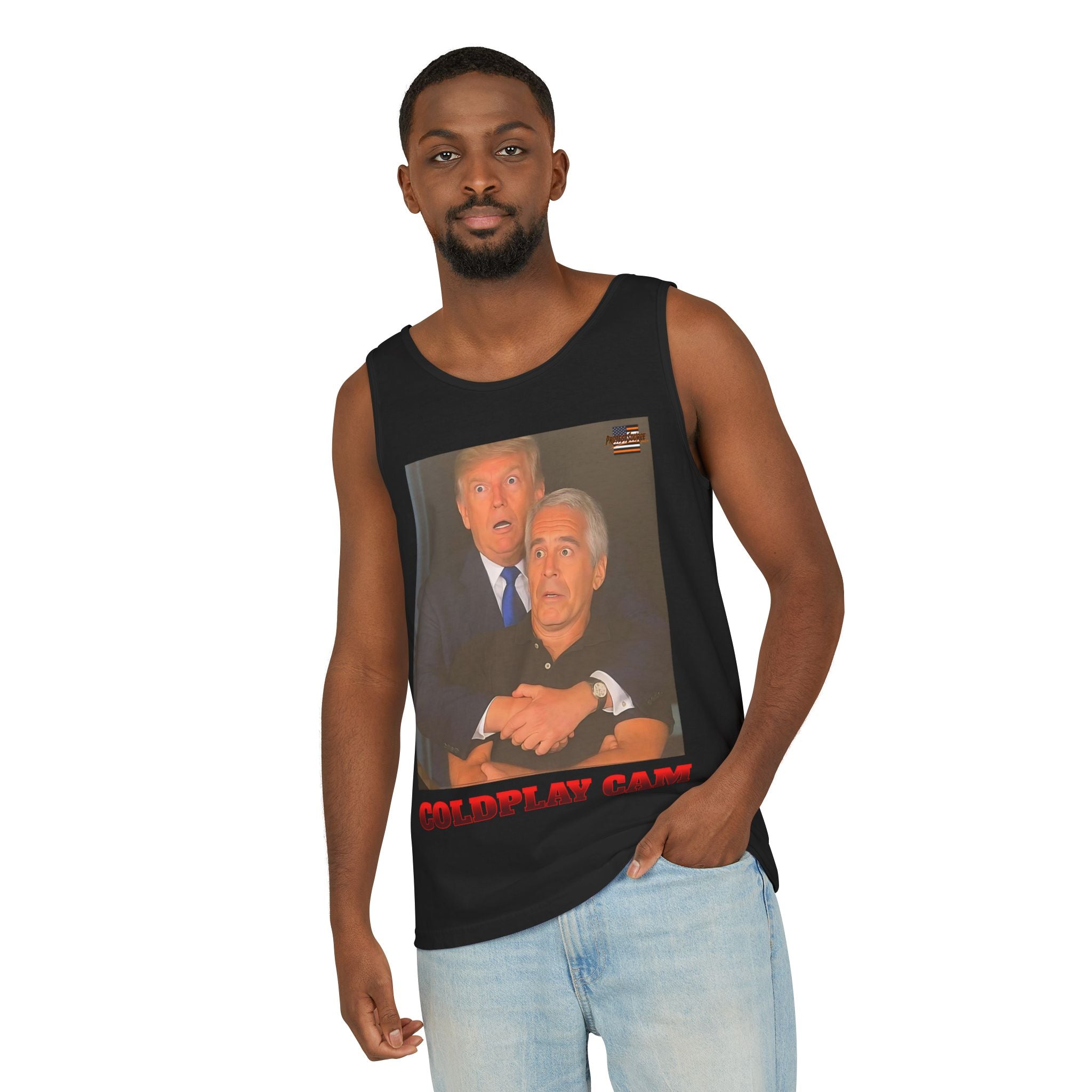 Trump and Epstein Coldplay Cam Unisex Cotton Tank Top