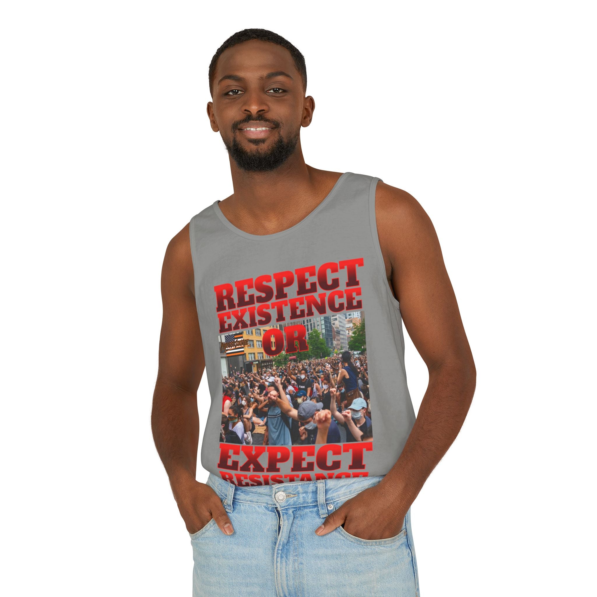 Respect Existence or Expect Resistance Unisex Cotton Tank Top