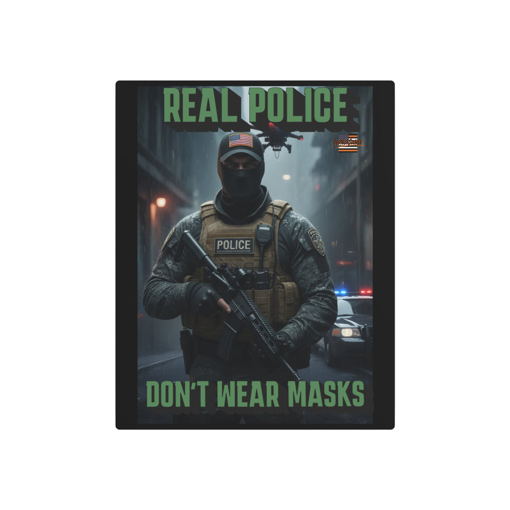 Real Police Don't Wear Masks 16"X20" Aluminum Metal Protest Sign