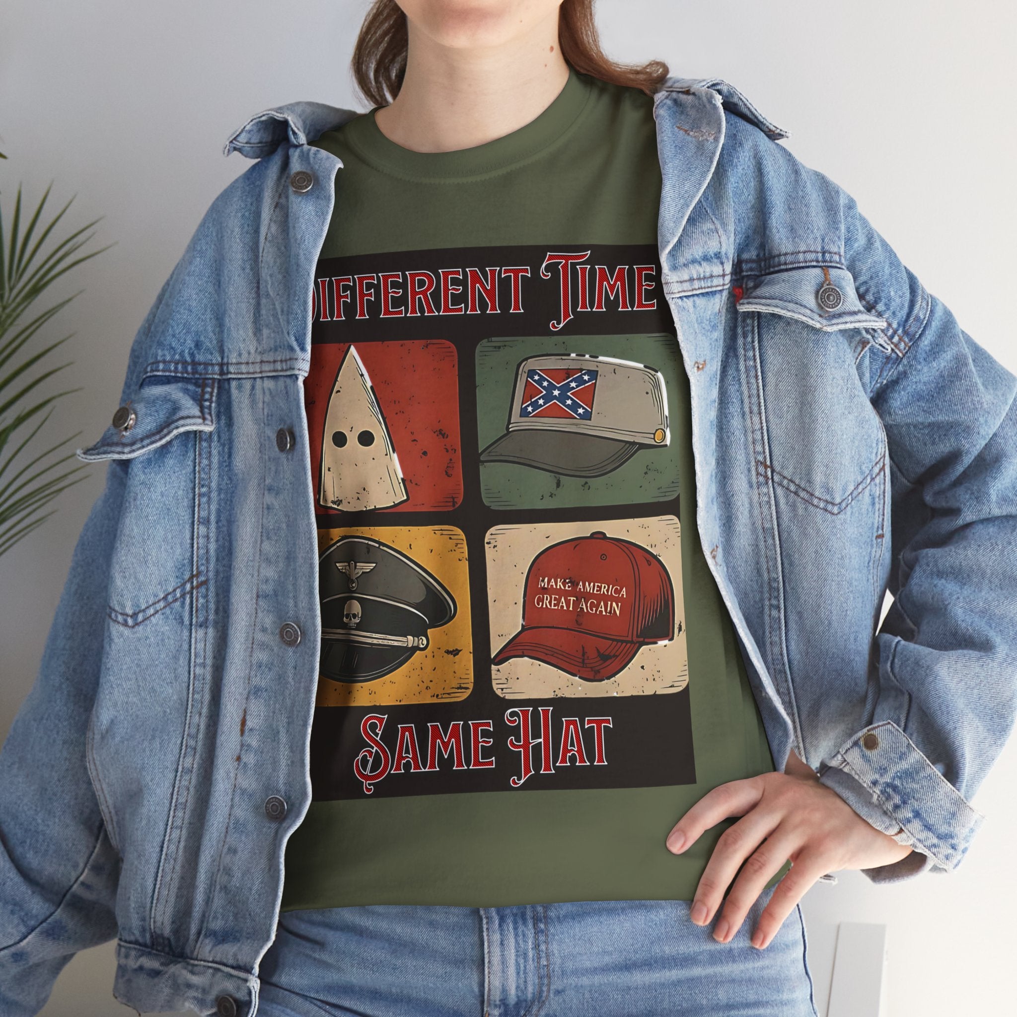 Different Time Same Hat Unisex Heavy Cotton Gildan Tee