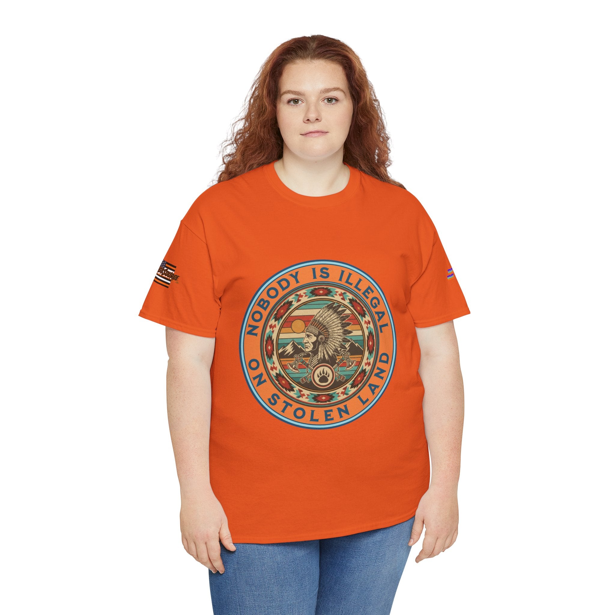 Nobody is Illegal on Stolen Land Unisex Heavy Cotton Gildan Tee, Casual Wear, Gift for Activists, Comfortable Protest Wear