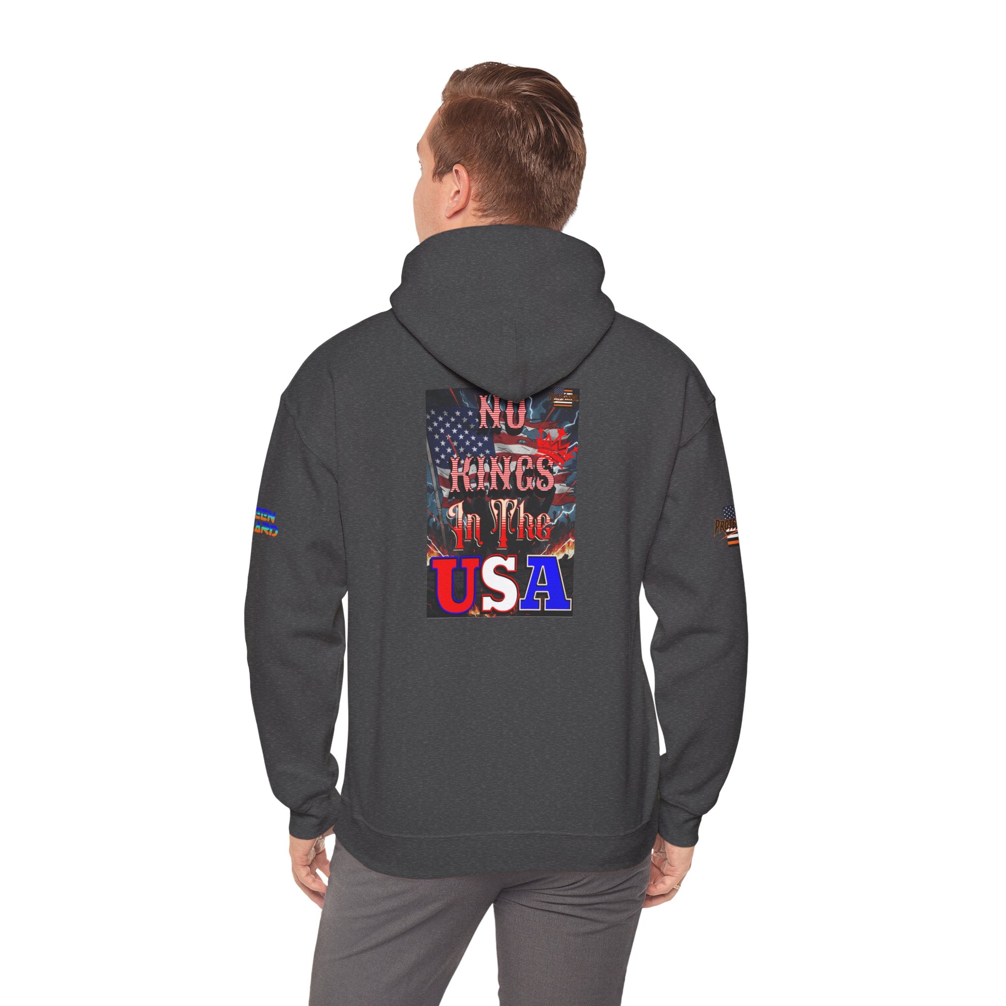 No Kings in the USA Unisex Heavy Blend Gildan Hoodie Sweatshirt, Casual Wear, Gift for Activists, Comfortable Protest Wear