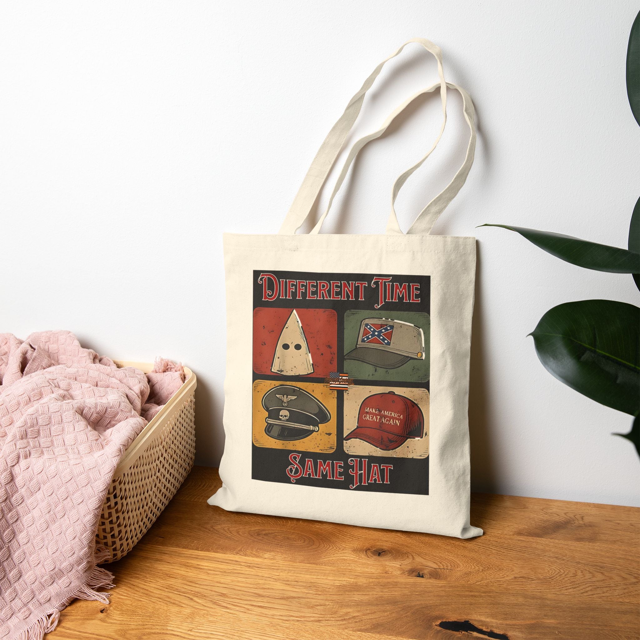Different Time, Same Hat Cotton Canvas Tote Bag