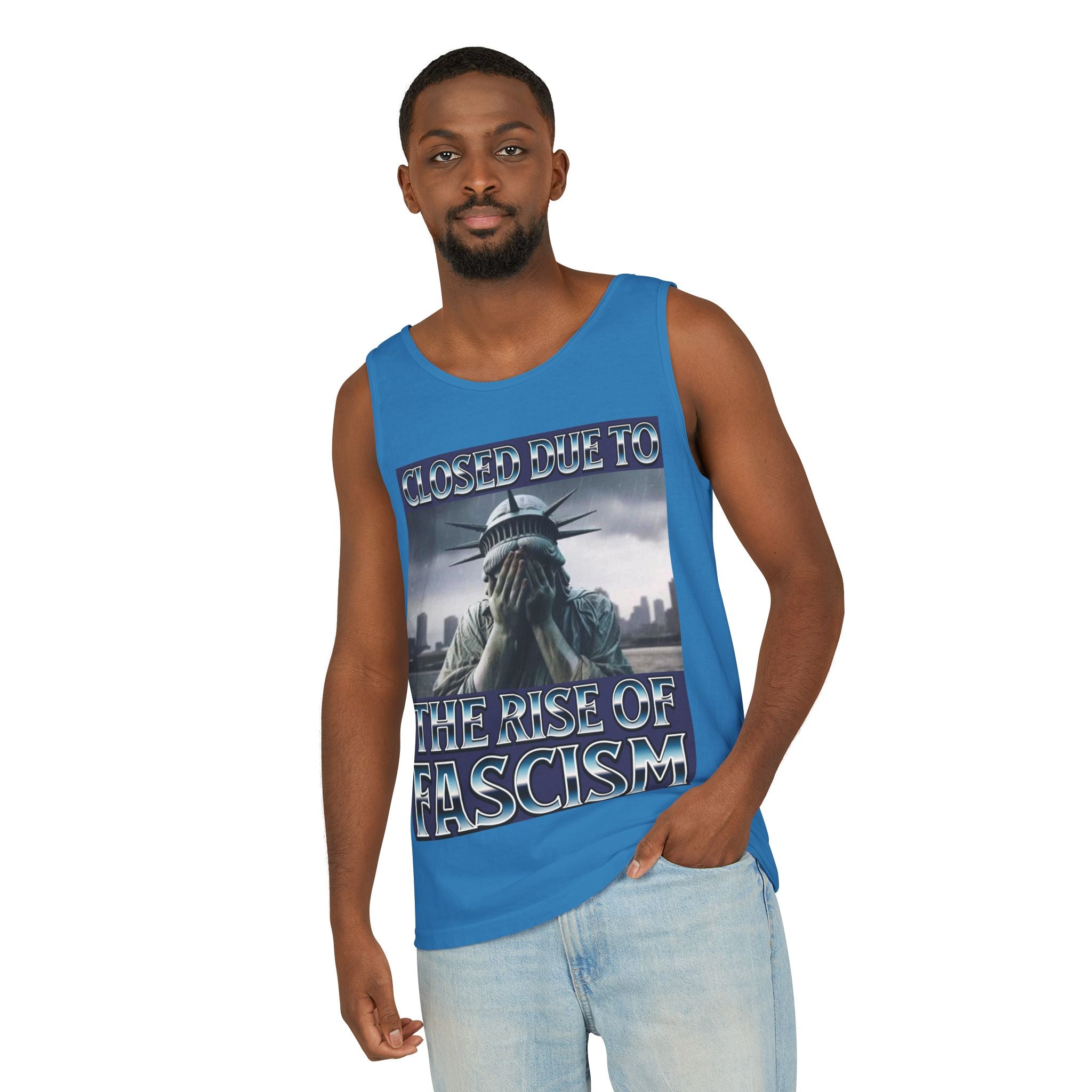 Closed Due to the Rise of Fascism Unisex Cotton Tank Top