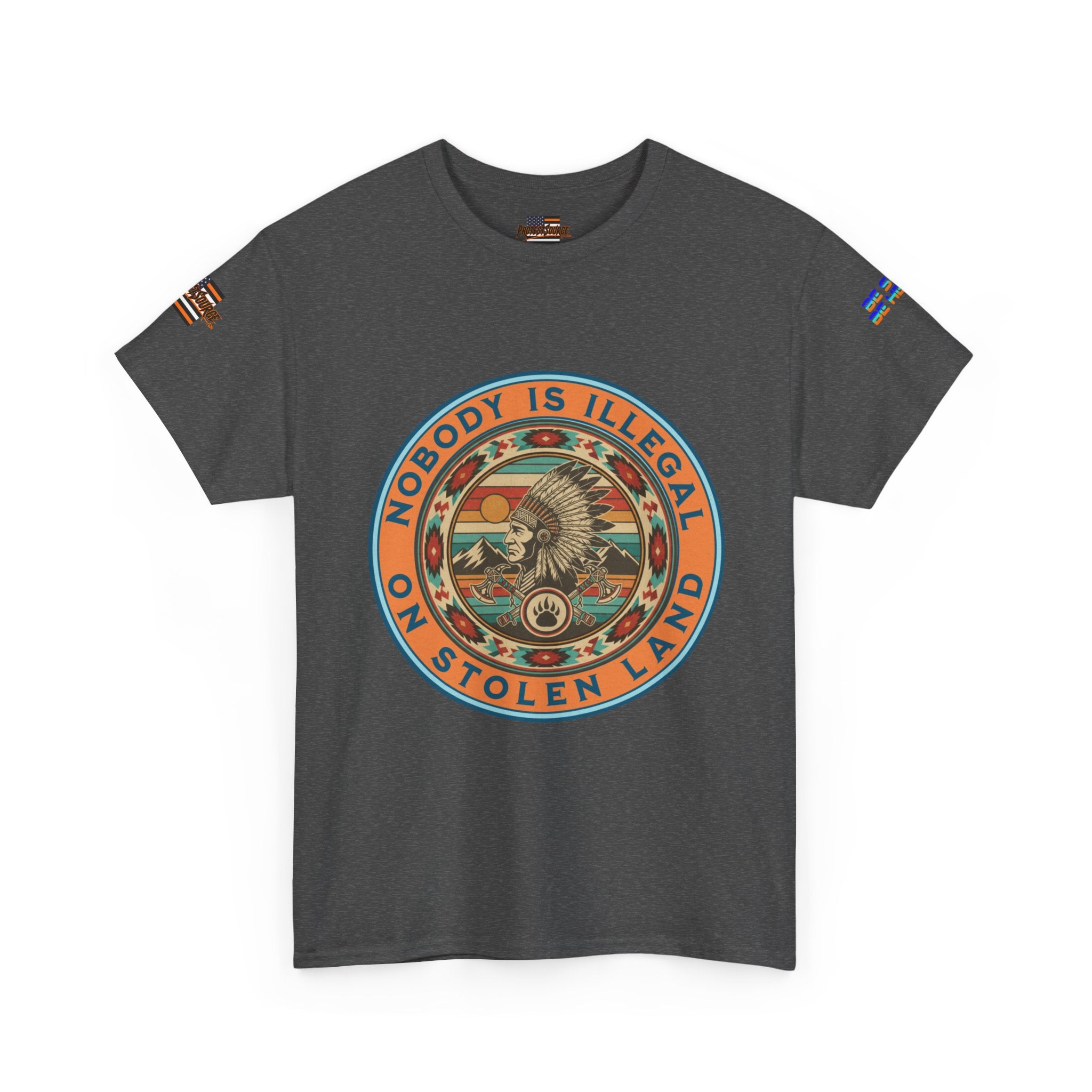 Nobody is Illegal on Stolen Land Unisex Heavy Cotton Gildan Tee, Casual Wear, Gift for Activists, Comfortable Protest Wear