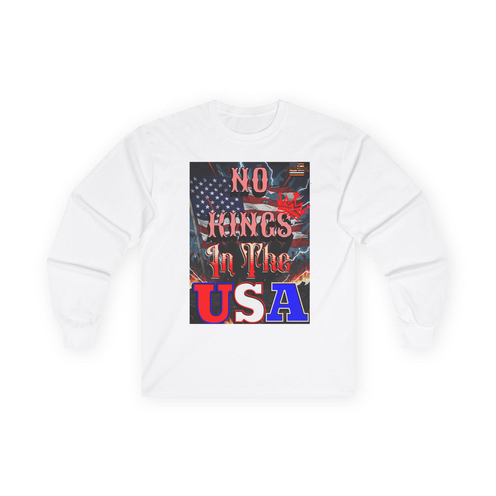 No Kings in the USA Long Sleeve Cotton Gildan Tee