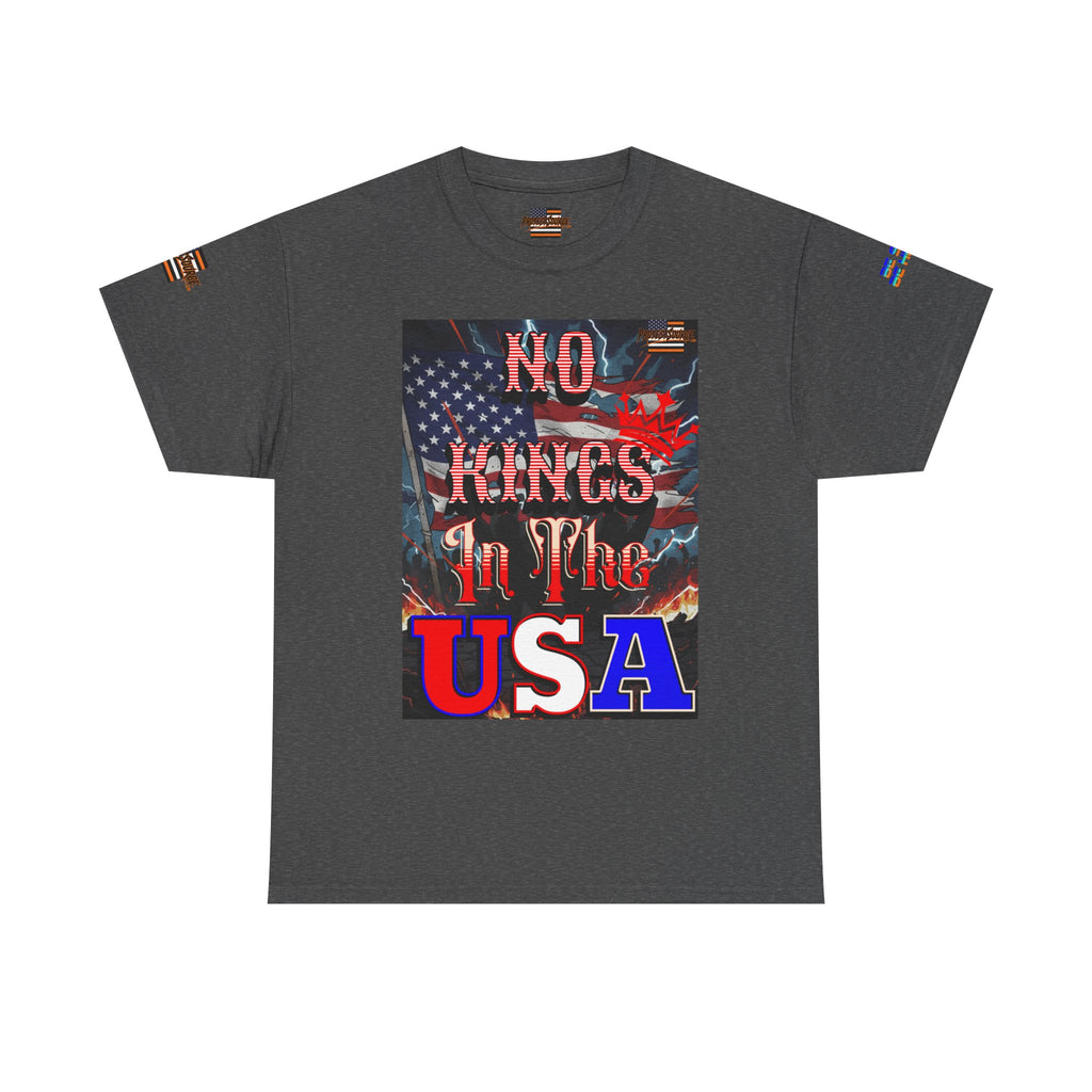 No Kings in the USA Unisex Heavy Cotton Gildan Tee, Casual Wear, Gift for Activists, Comfortable Protest Wear