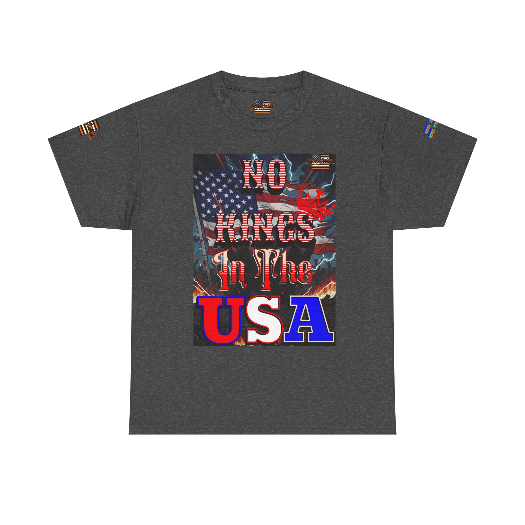No Kings in the USA Unisex Heavy Cotton Gildan Tee, Casual Wear, Gift for Activists, Comfortable Protest Wear