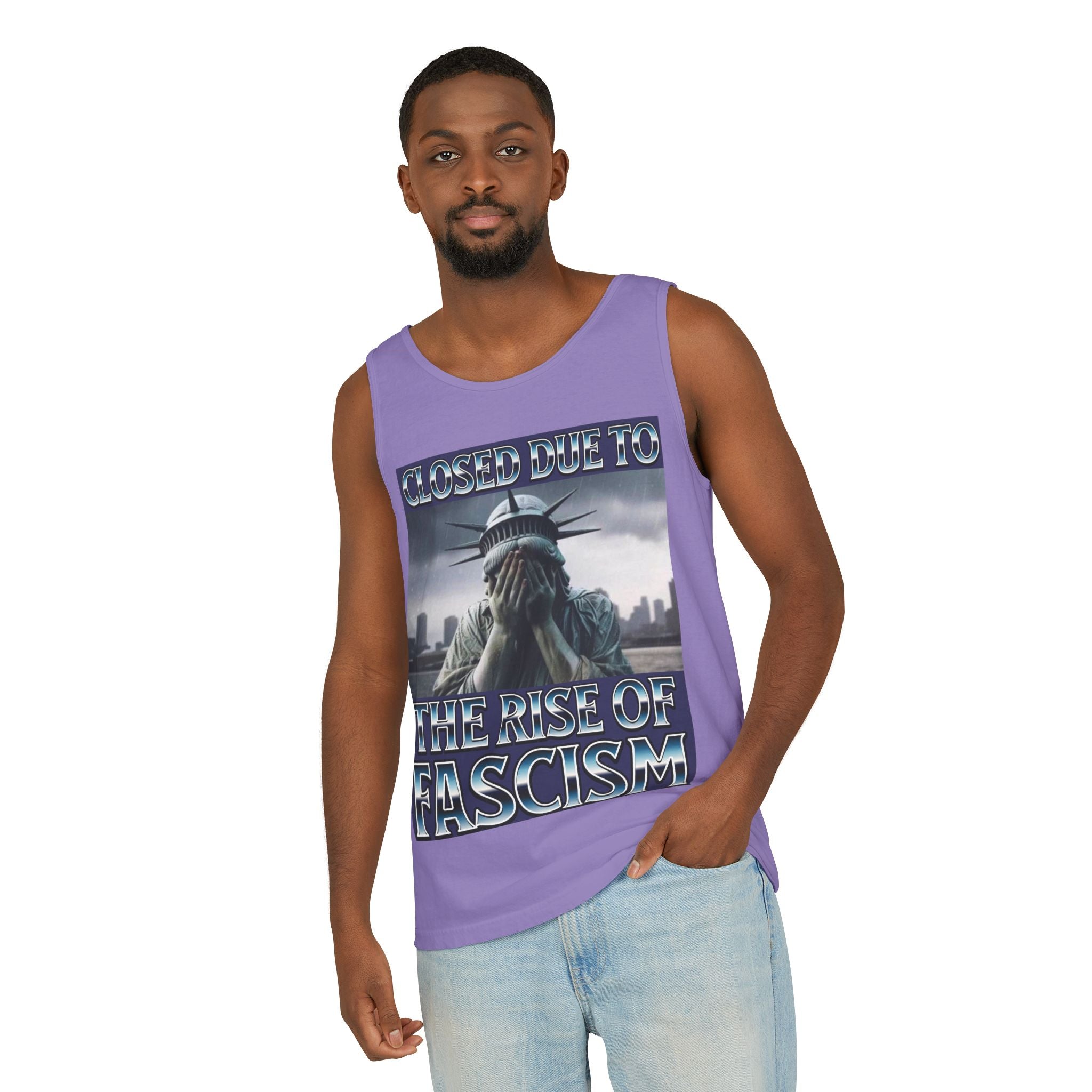 Closed Due to the Rise of Fascism Unisex Cotton Tank Top