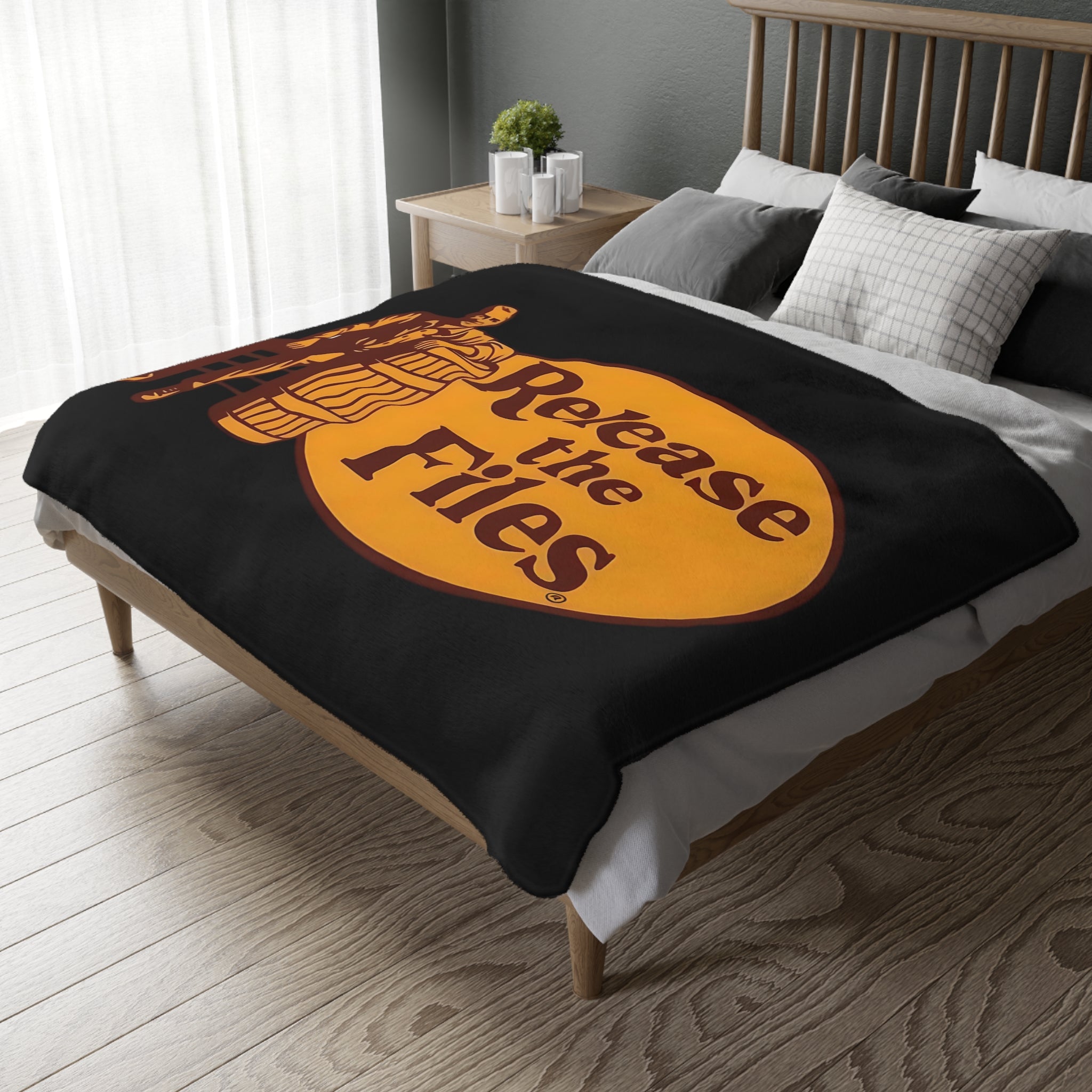 Release the Files Protest-Themed 60" x 80" Velveteen Microfiber Blanket, Cozy, Soft Warmth for Activists, Great for Rallies, Home Decor, Gifting