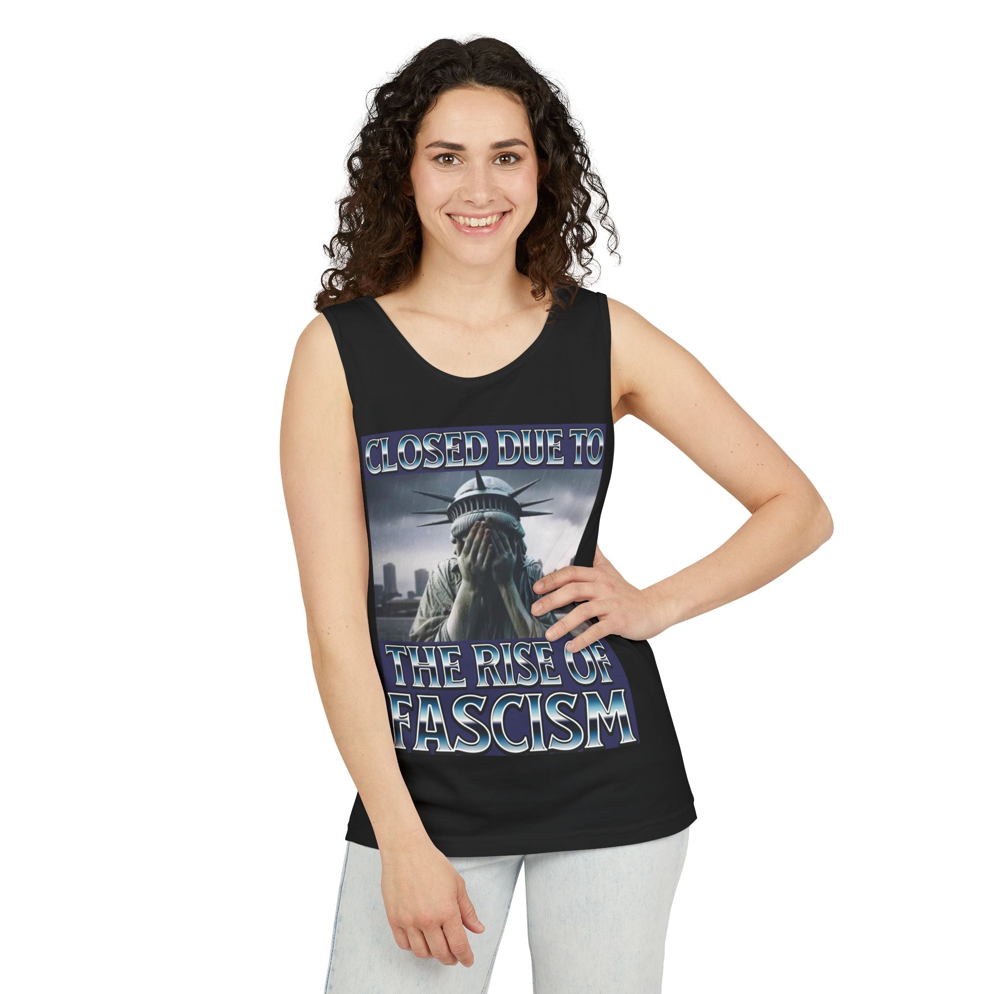 Closed Due to the Rise of Fascism Unisex Cotton Tank Top