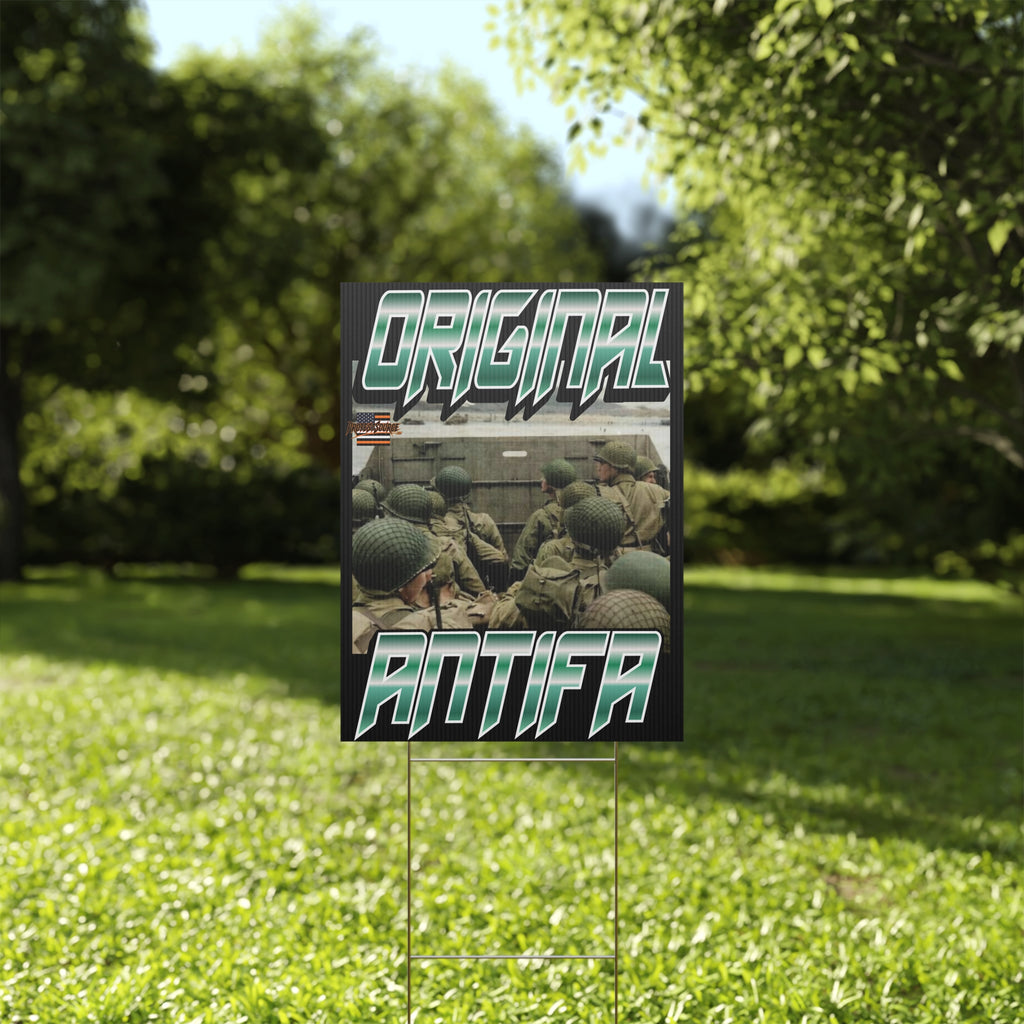 Original Antifa 18" X 24" Plastic Protest Yard Sign w/Wire Stand