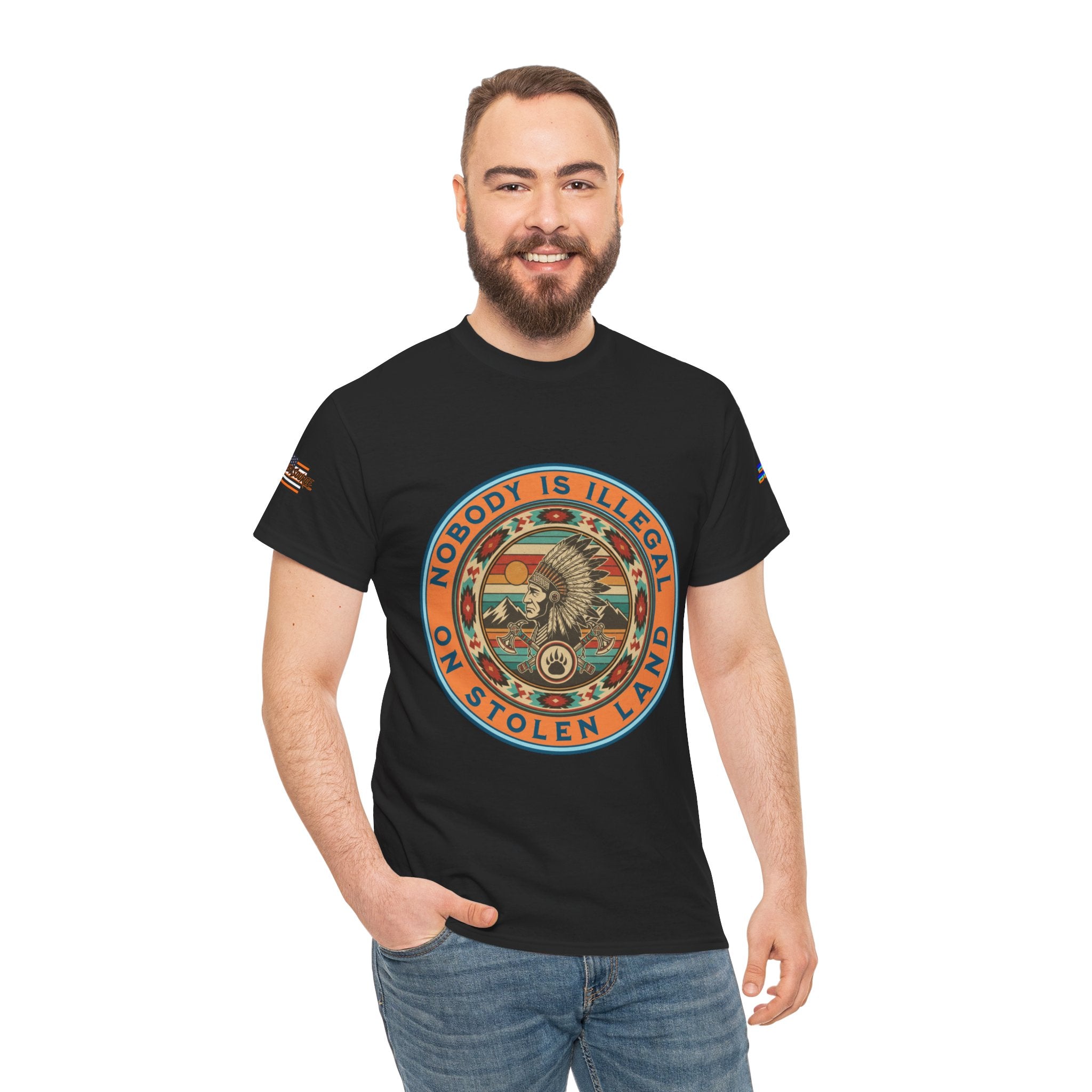 Nobody is Illegal on Stolen Land Unisex Heavy Cotton Gildan Tee, Casual Wear, Gift for Activists, Comfortable Protest Wear