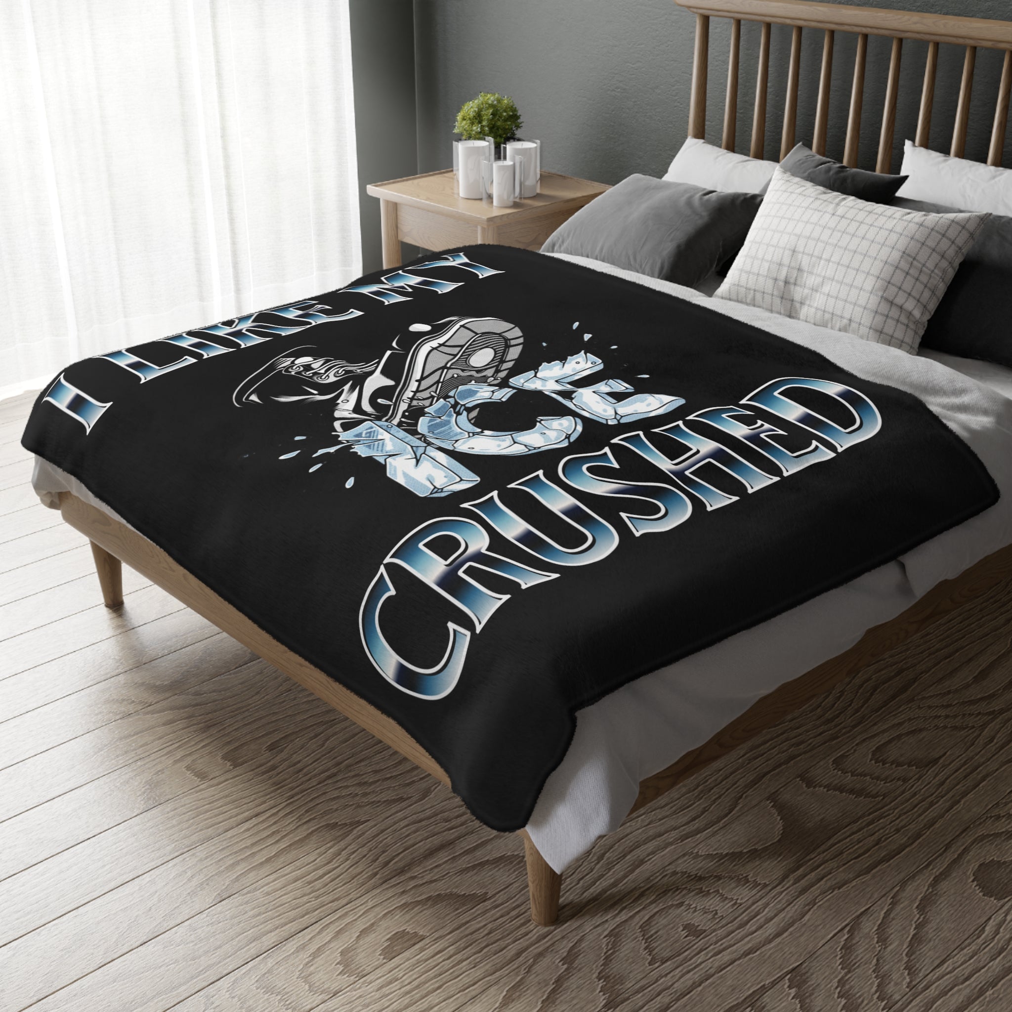 I Like My ICE Crushed Protest-Themed 60" x 80" Velveteen Microfiber Blanket, Cozy, Soft Warmth for Activists, Great for Rallies, Home Decor, Gifting