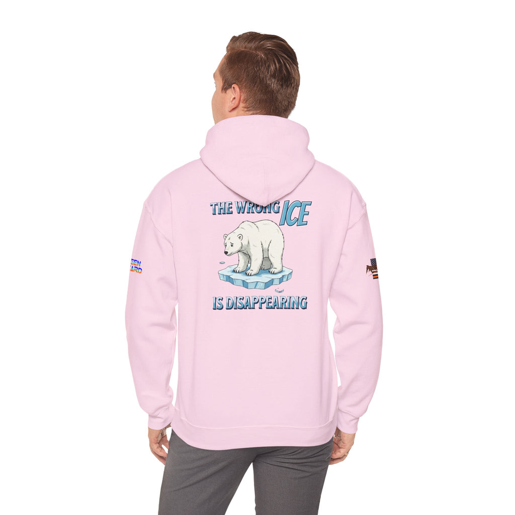 The Wrong ICE is Disappearing Unisex Heavy Blend Gildan Hoodie Sweatshirt, Casual Wear, Gift for Activists, Comfortable Protest Wear