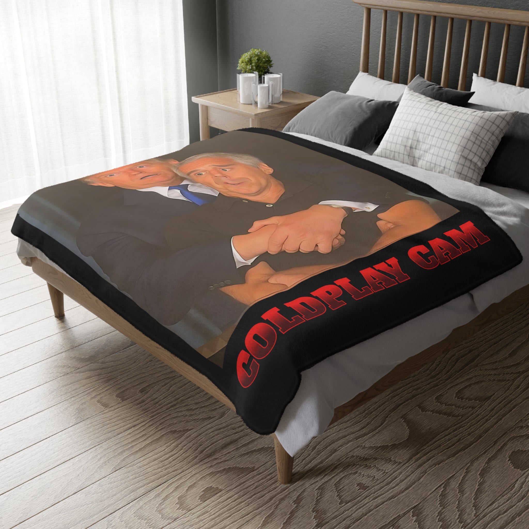 Trump Epstein Coldplay Cam Protest-Themed 60" x 80" Velveteen Microfiber Blanket, Cozy, Soft Warmth for Activists, Great for Rallies, Home Decor, Gifting