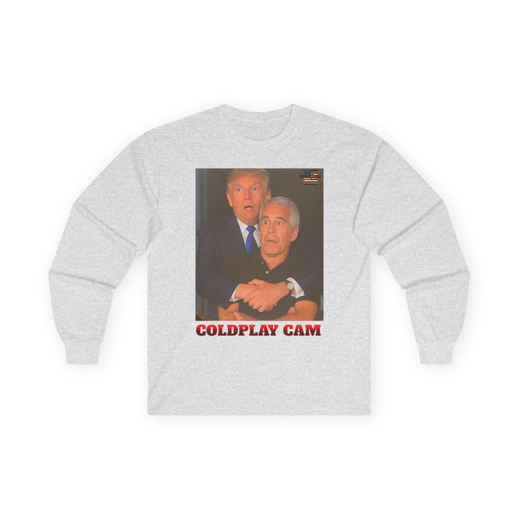 Trump and Epstein Coldplay Cam Long Sleeve Cotton Gildan Tee