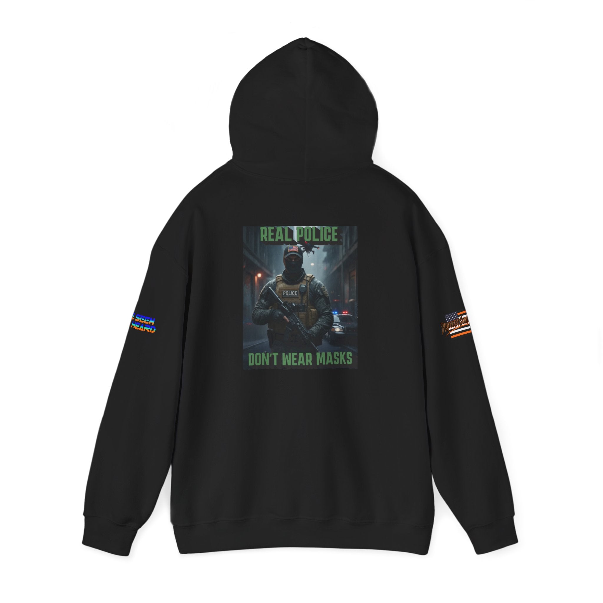 Real Police Don't Wear Masks Unisex Heavy Blend Gildan Hoodie Sweatshirt, Casual Wear, Gift for Activists, Comfortable Protest Wear