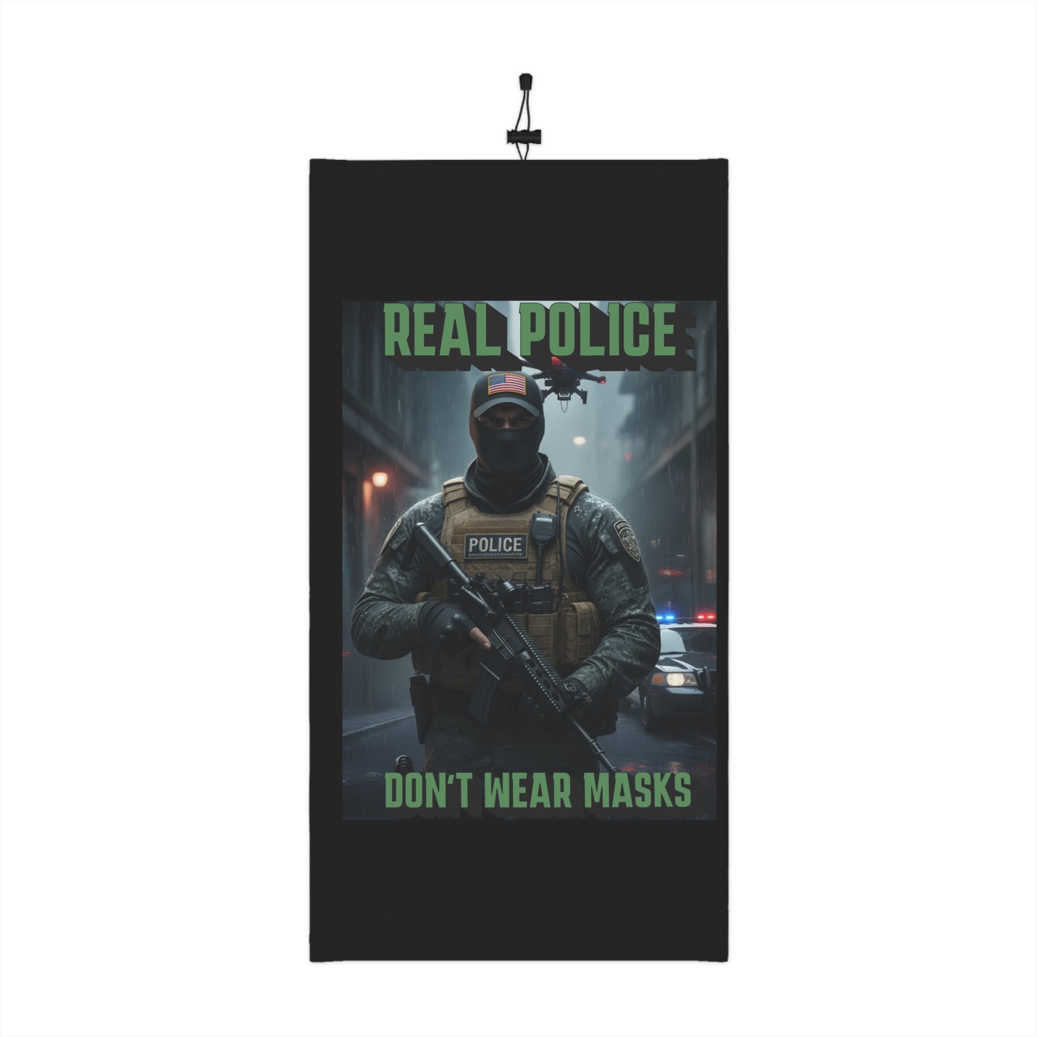 Real Police Don't Wear Masks Winter Neck Gaiter with Drawstring, Protest Gear, Winter Accessories, Outdoor Wear, Gift for Activists, Cozy Neckwarmer