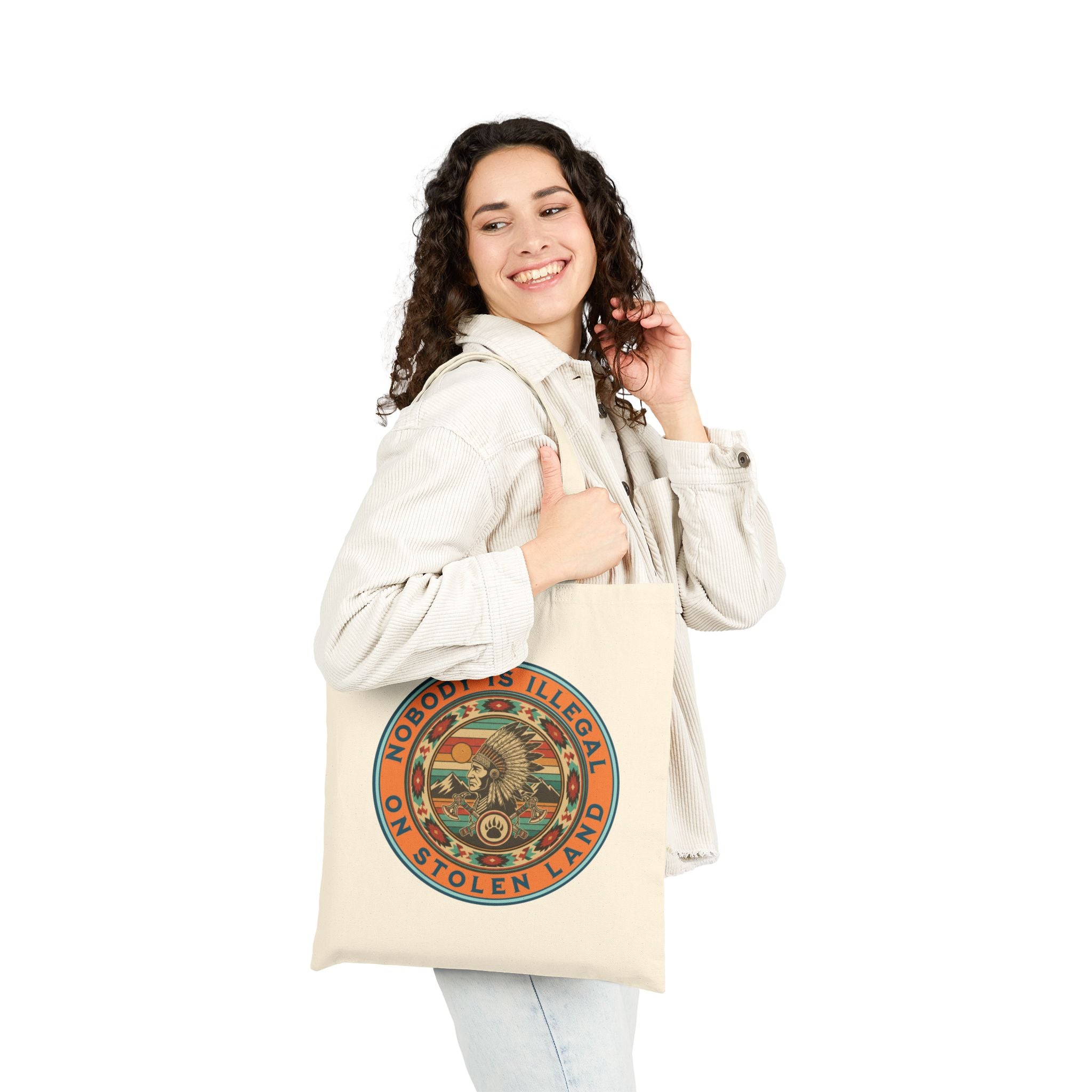 Nobody Is Illegal On Stolen Land Cotton Canvas Tote Bag