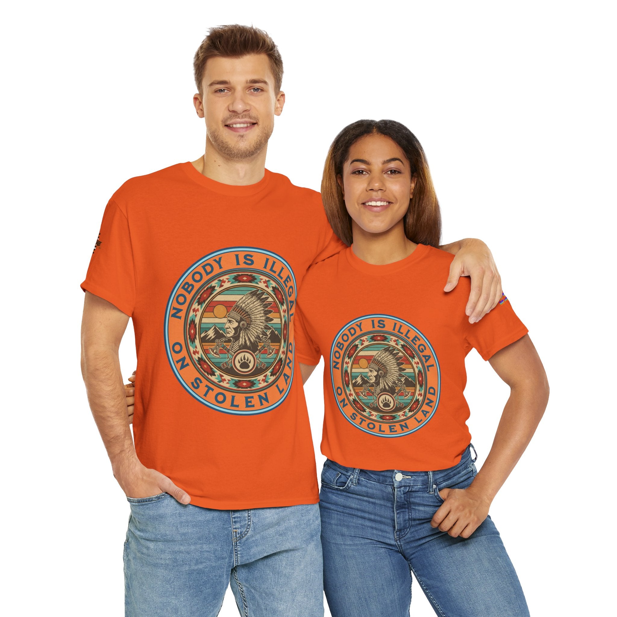 Nobody is Illegal on Stolen Land Unisex Heavy Cotton Gildan Tee, Casual Wear, Gift for Activists, Comfortable Protest Wear