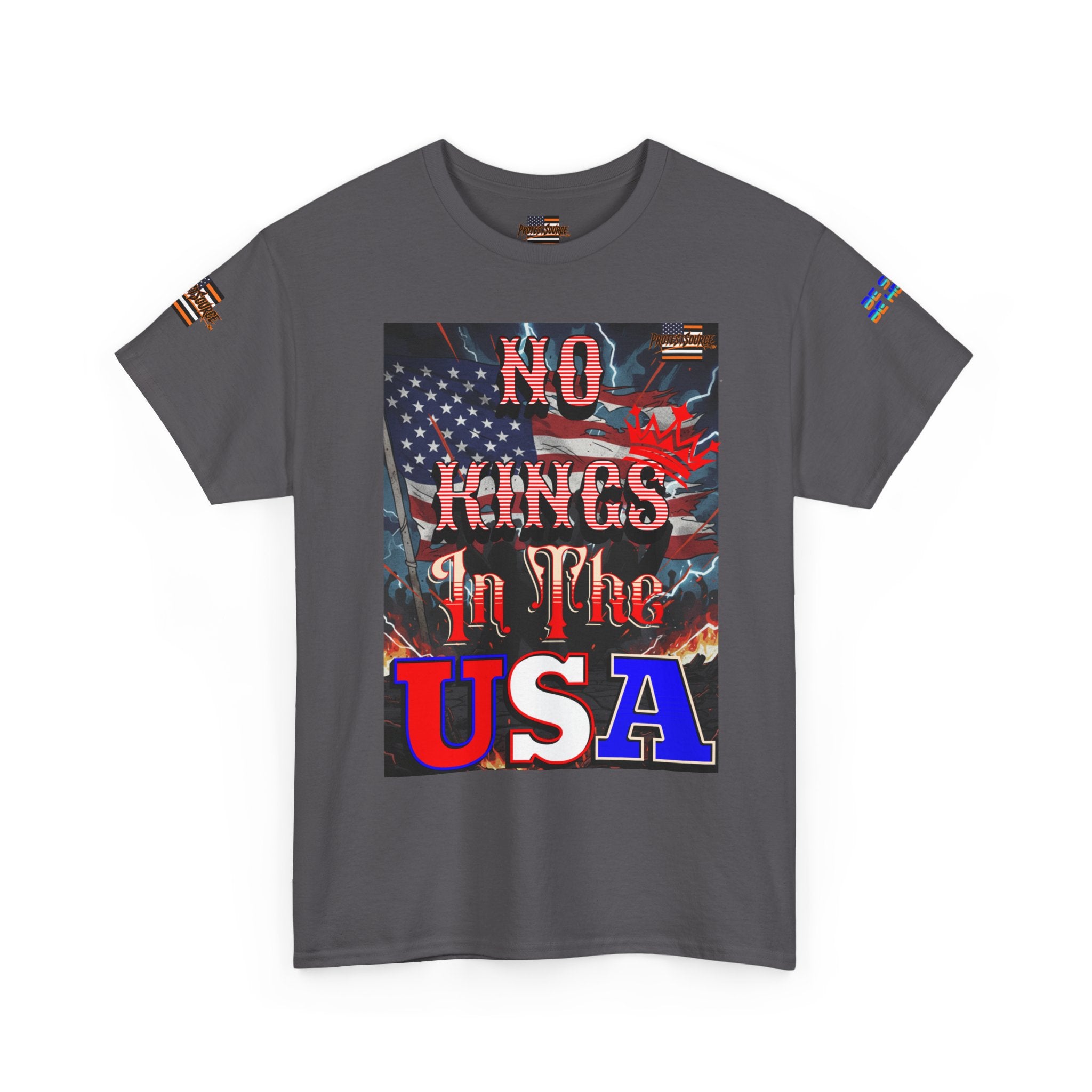 No Kings in the USA Unisex Heavy Cotton Gildan Tee, Casual Wear, Gift for Activists, Comfortable Protest Wear