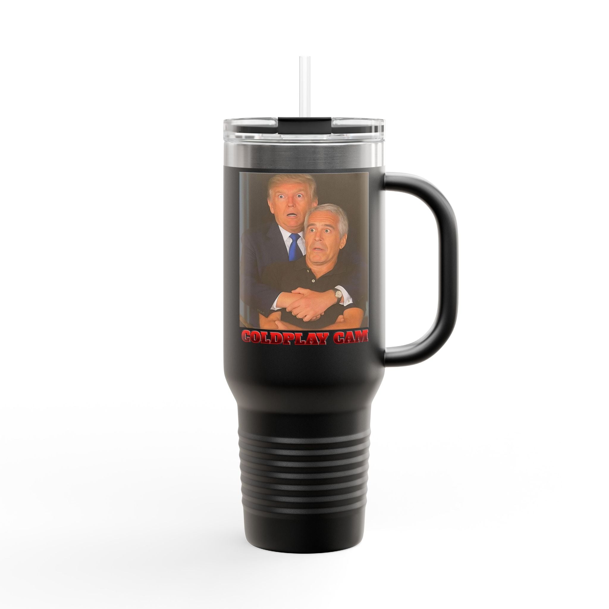 Trump Epstein Coldplay Cam Insulated  40 oz. Travel Mug, Perfect for Activists, Protests, Commuters, Gifts, and Daily Use