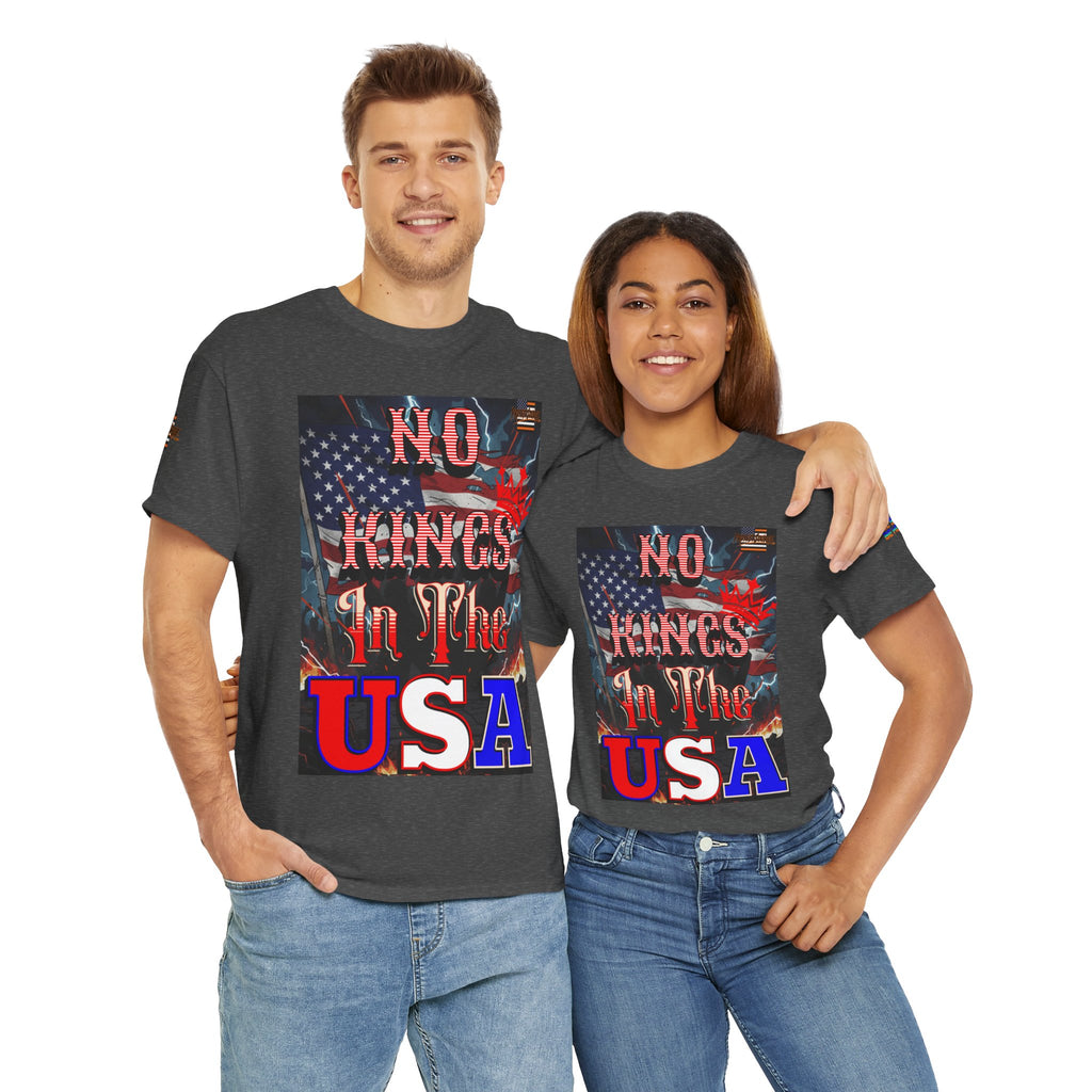No Kings in the USA Unisex Heavy Cotton Gildan Tee, Casual Wear, Gift for Activists, Comfortable Protest Wear