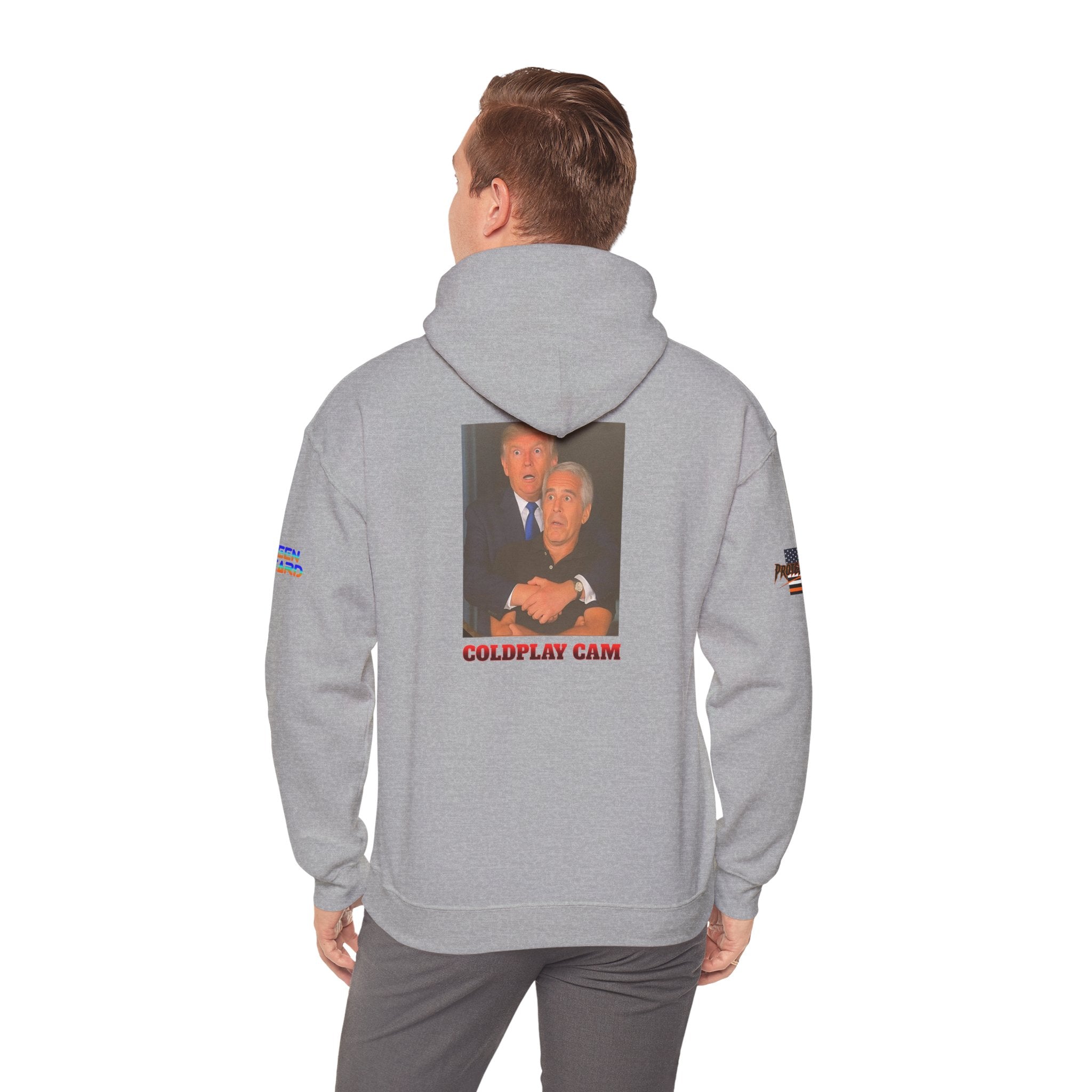 Trump Epstein Coldplay Cam Unisex Heavy Blend Gildan Hoodie Sweatshirt, Casual Wear, Gift for Activists, Comfortable Protest Wear