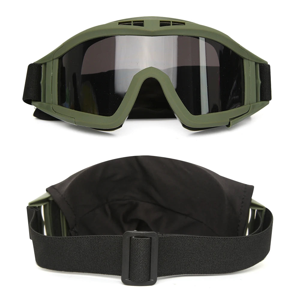 Tactical Goggles 3 Lens Windproof, Dustproof Glasses, CS Safe Protection